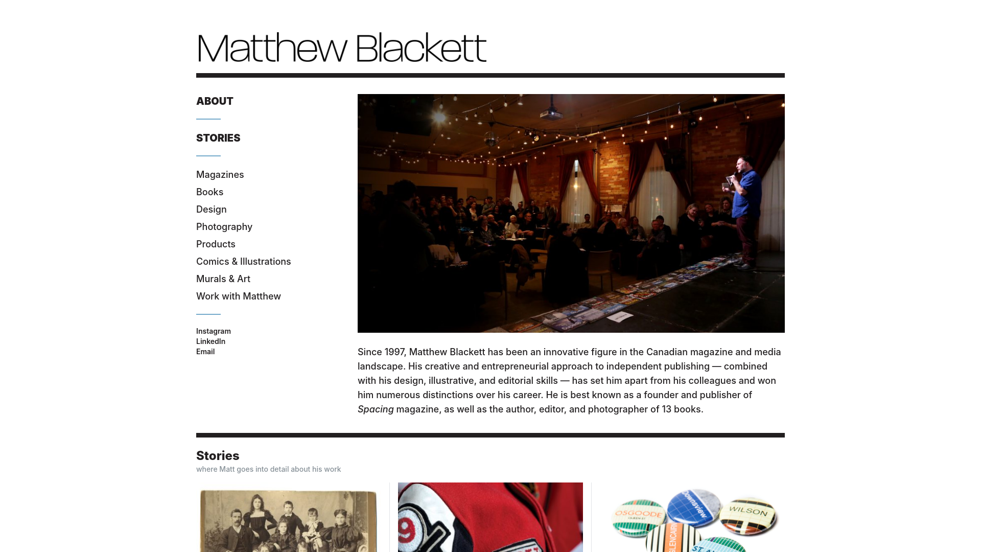 website screenshot of https://mattblackett.com