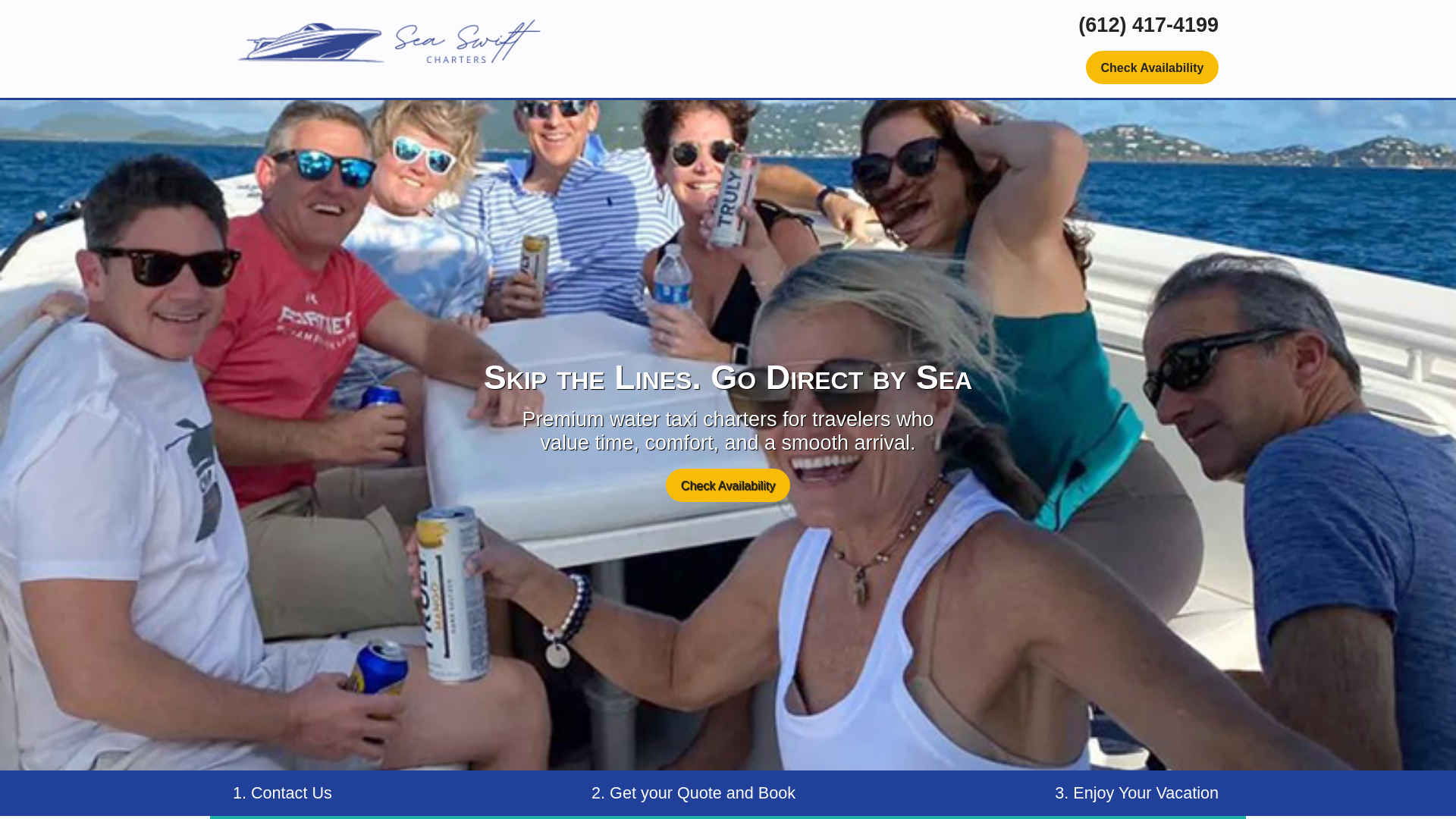 website screenshot of https://seaswiftcharters.com/
