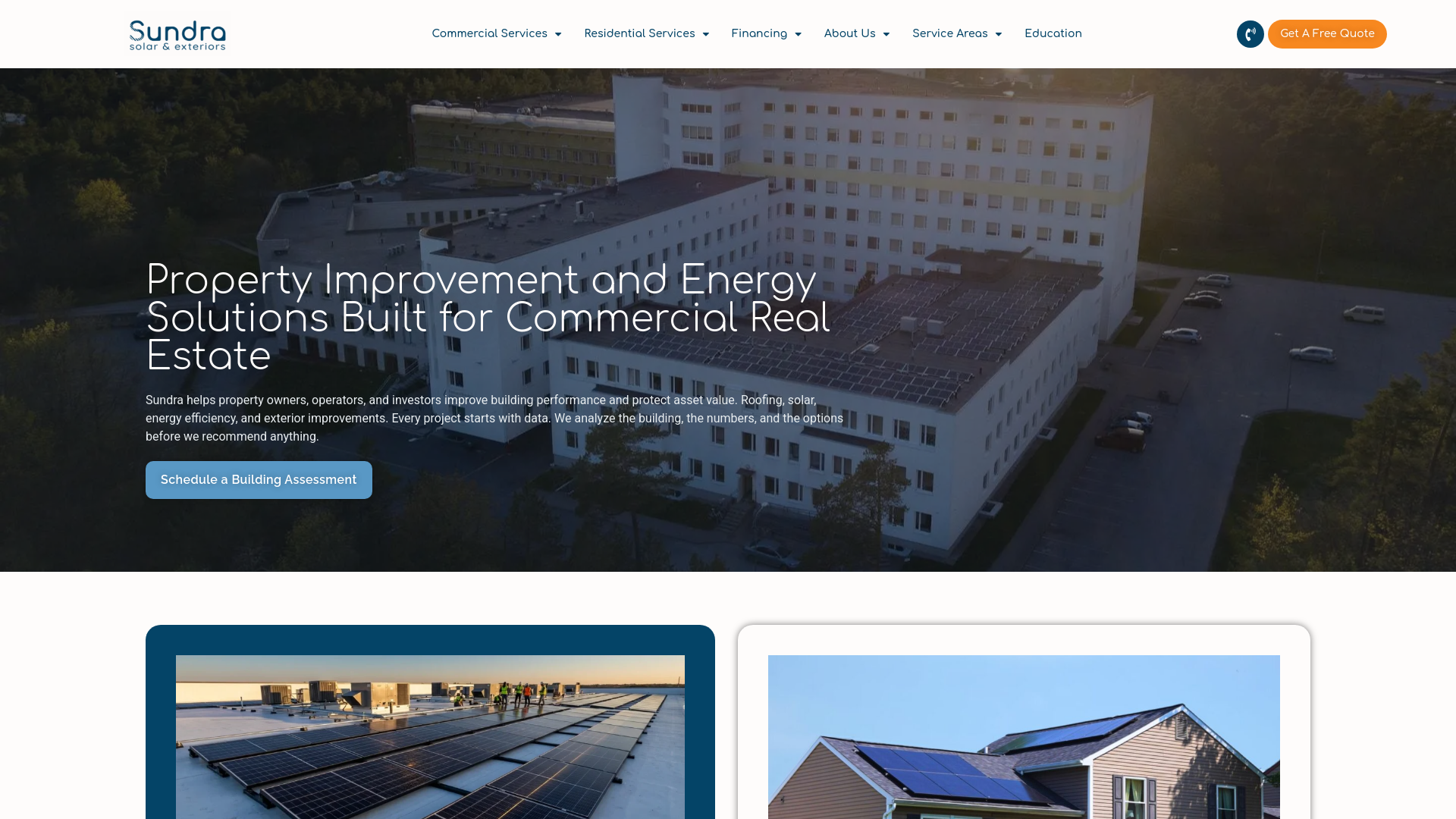 website screenshot of https://sundraservices.com