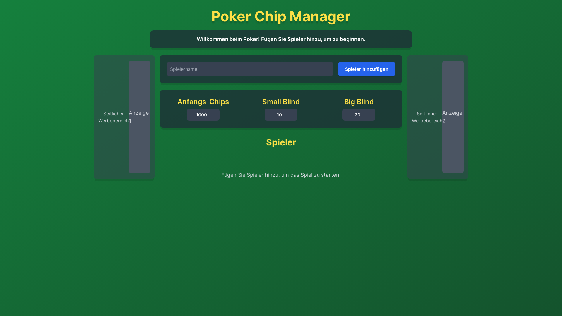 website screenshot of https://poker-chip-manager.org/