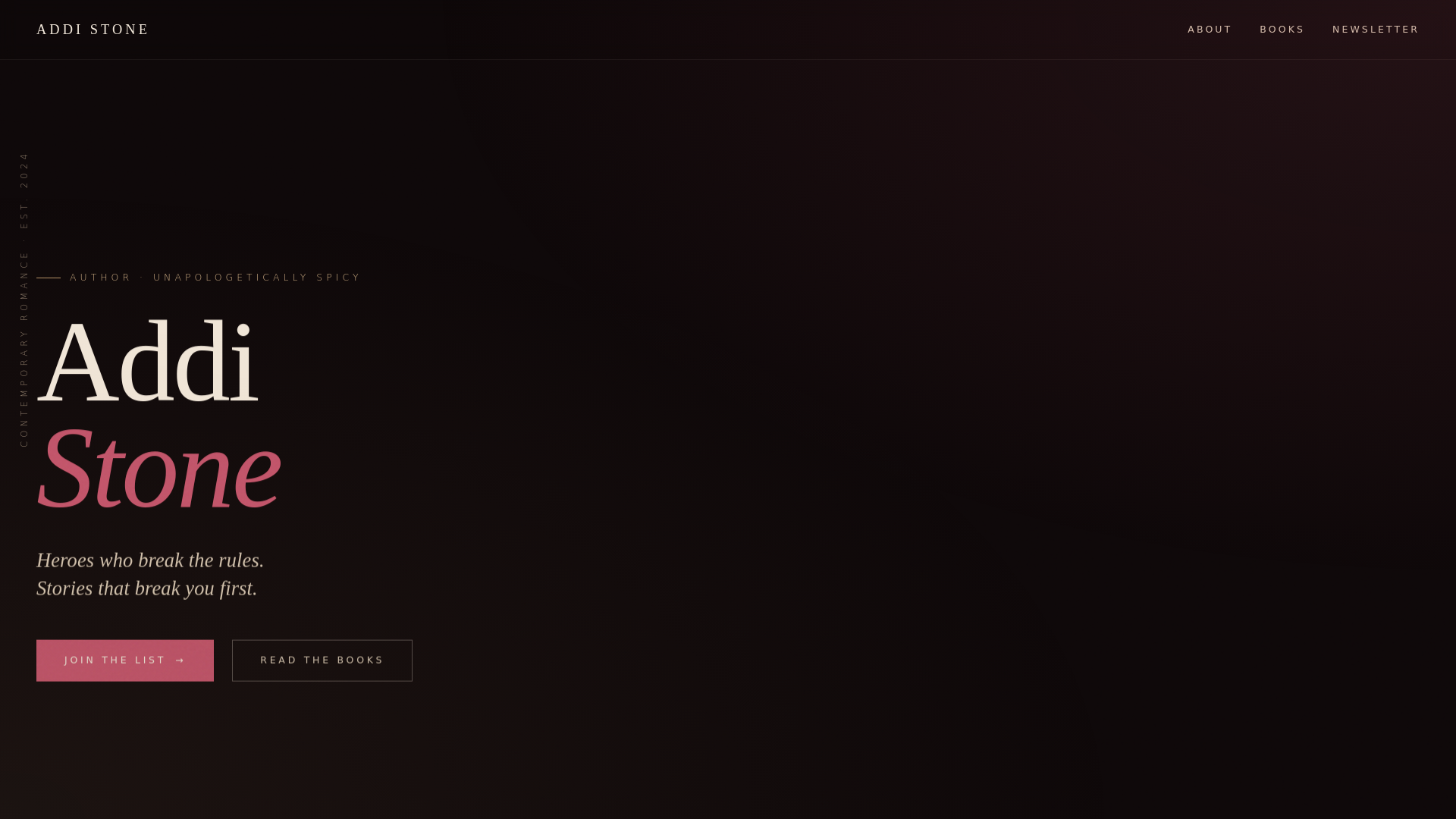 website screenshot of https://addistoneromance.com/