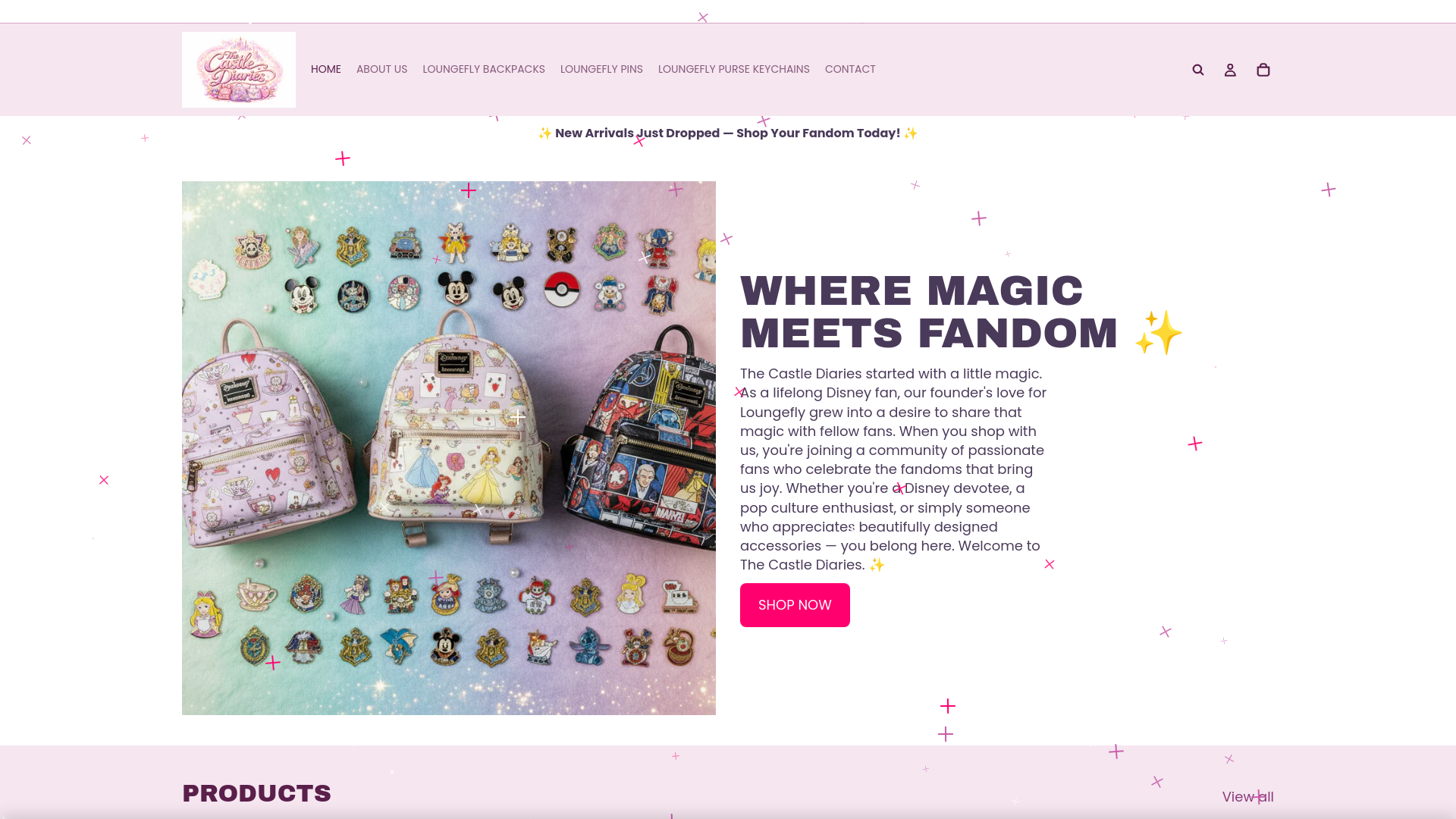 website screenshot of https://thecastlediaries.co.uk/