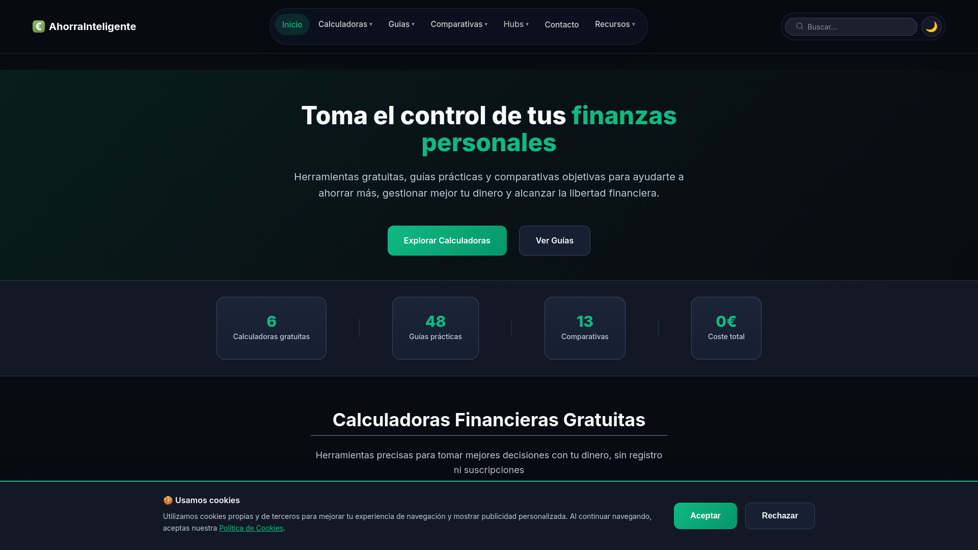 website screenshot of https://ahorrainteligent.me