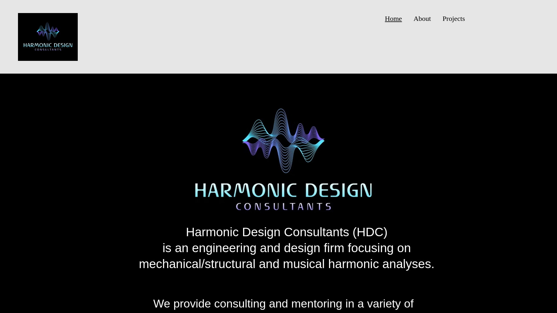 website screenshot of https://harmonicdesignconsultants.com