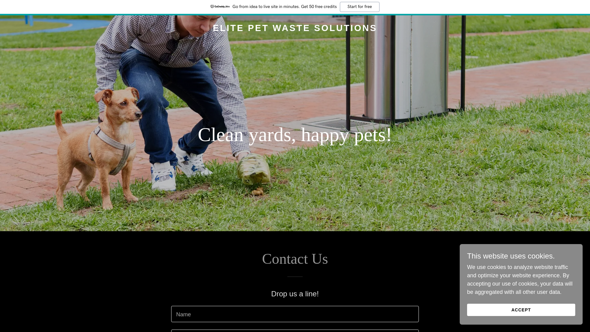 website screenshot of https://elitepetwastesolutions.com/