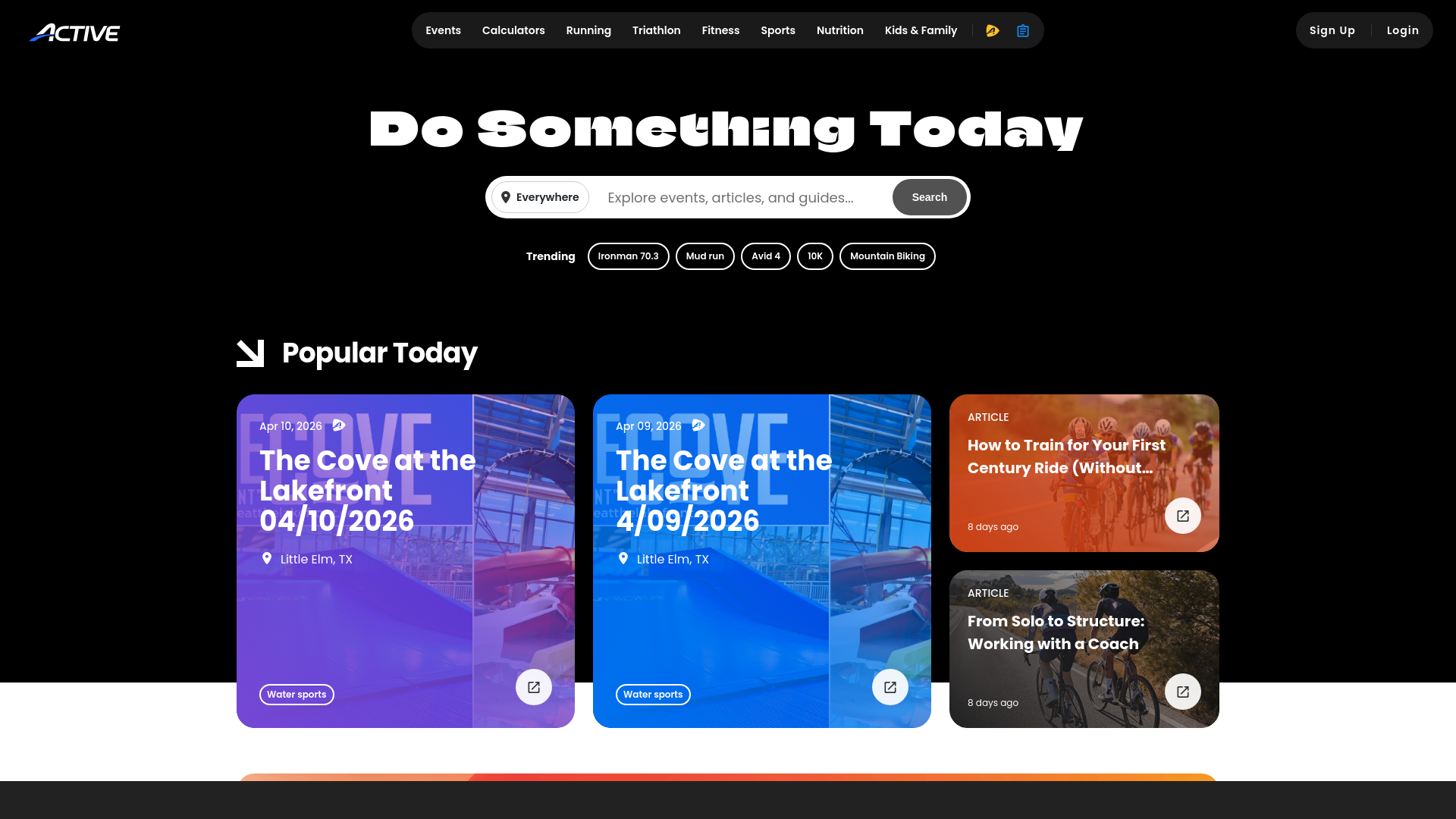 website screenshot of https://active.com/