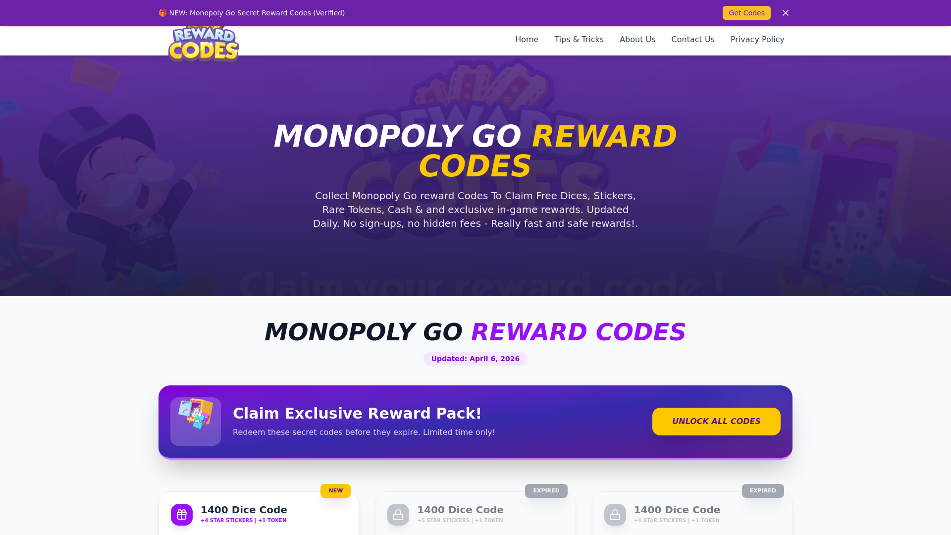 website screenshot of https://monopolygorewardcodes.de