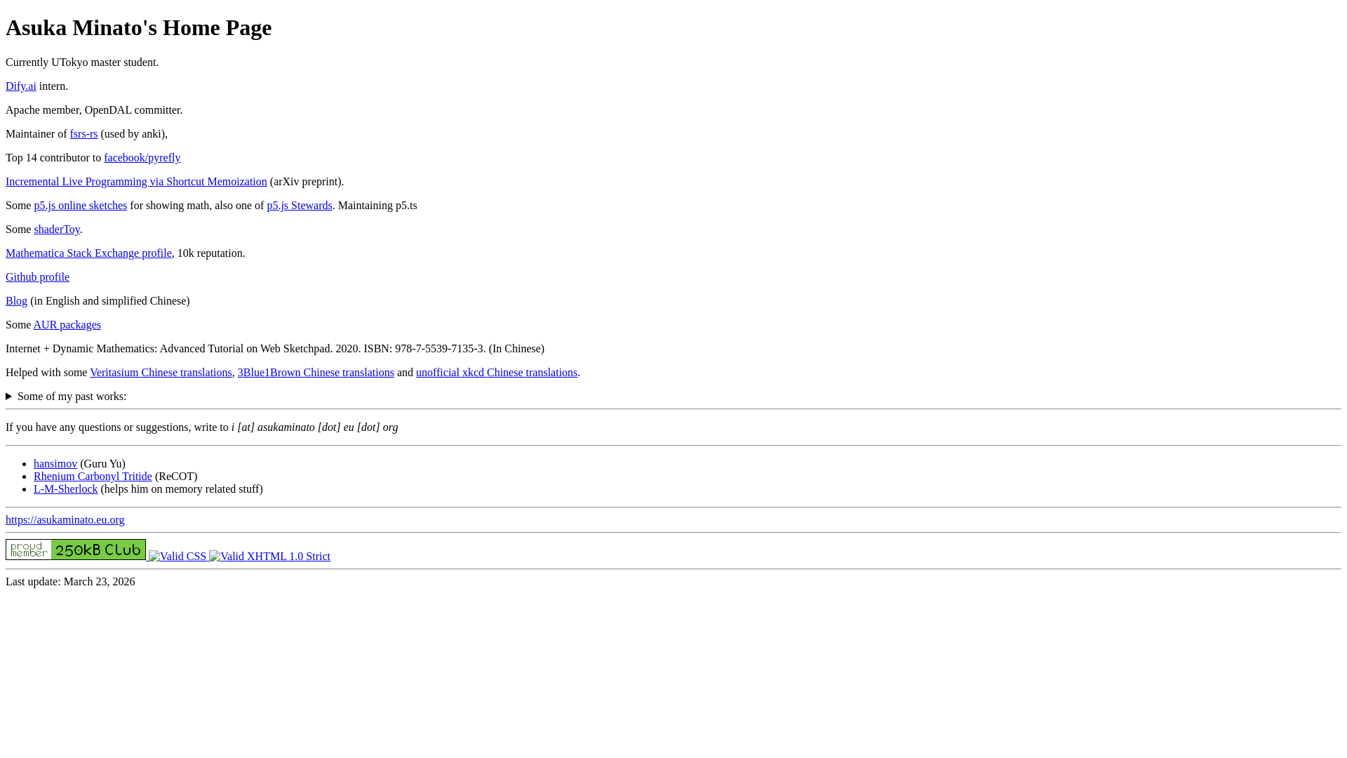 website screenshot of https://asukaminato.pages.dev/