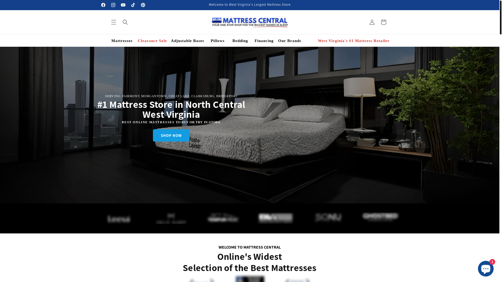 website screenshot of https://www.mattresscentralwv.com/