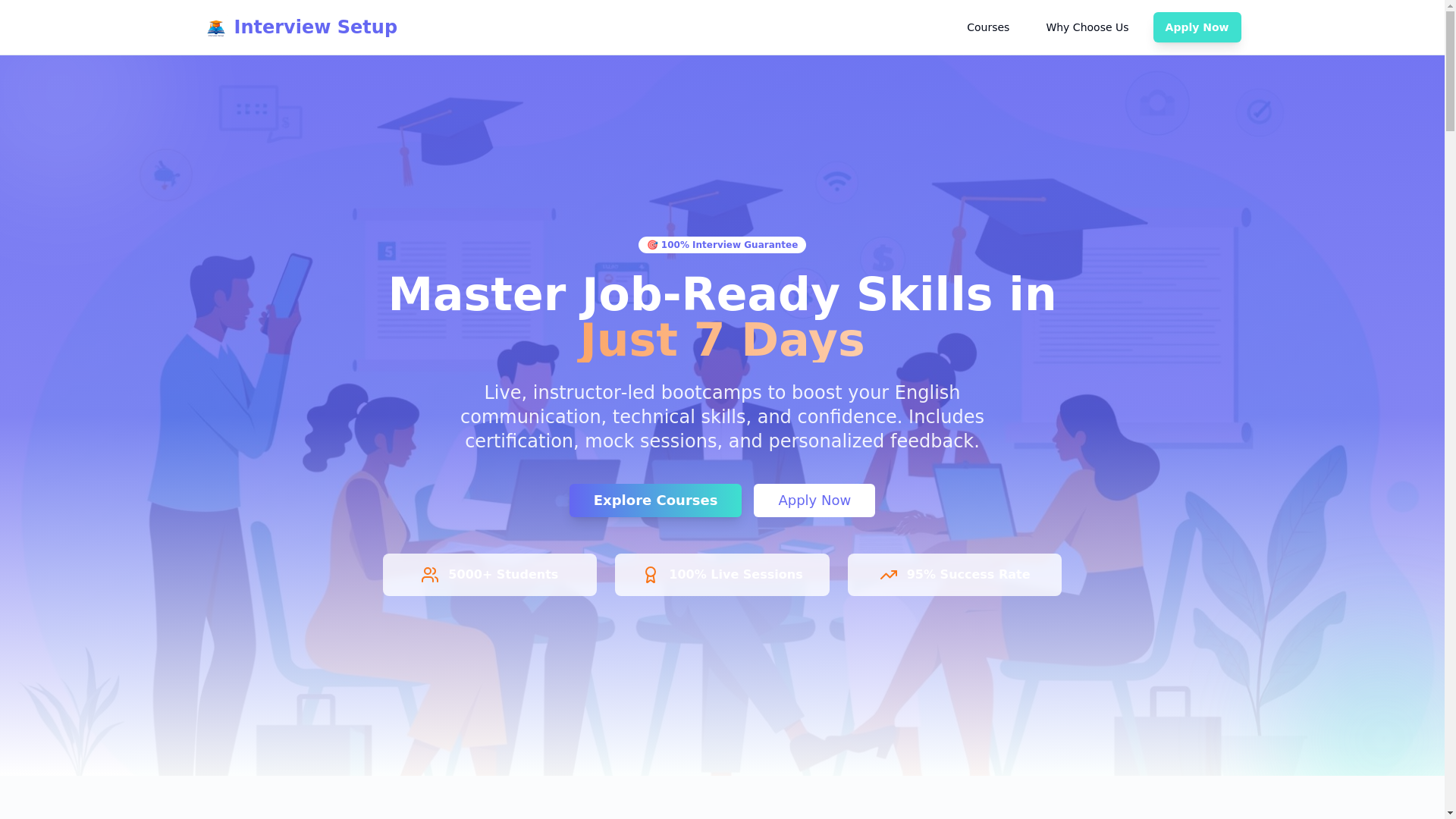 website screenshot of https://interviewsetup.in/