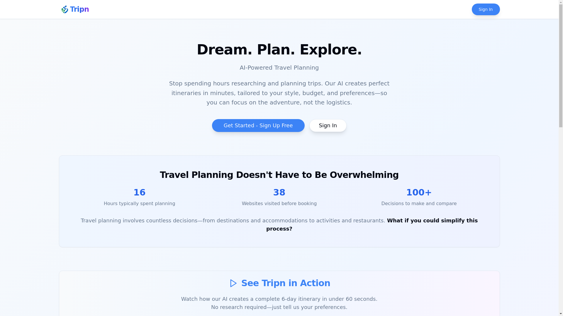 website screenshot of https://tripterra.ai/