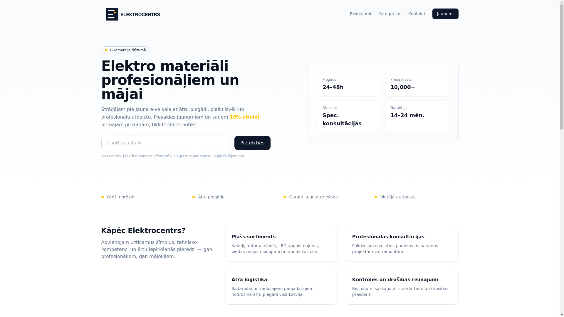 website screenshot of https://elektrocentrs.lv/