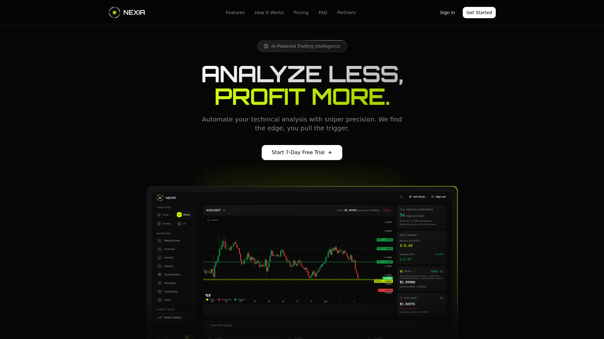 website screenshot of https://nexiatrade.io/