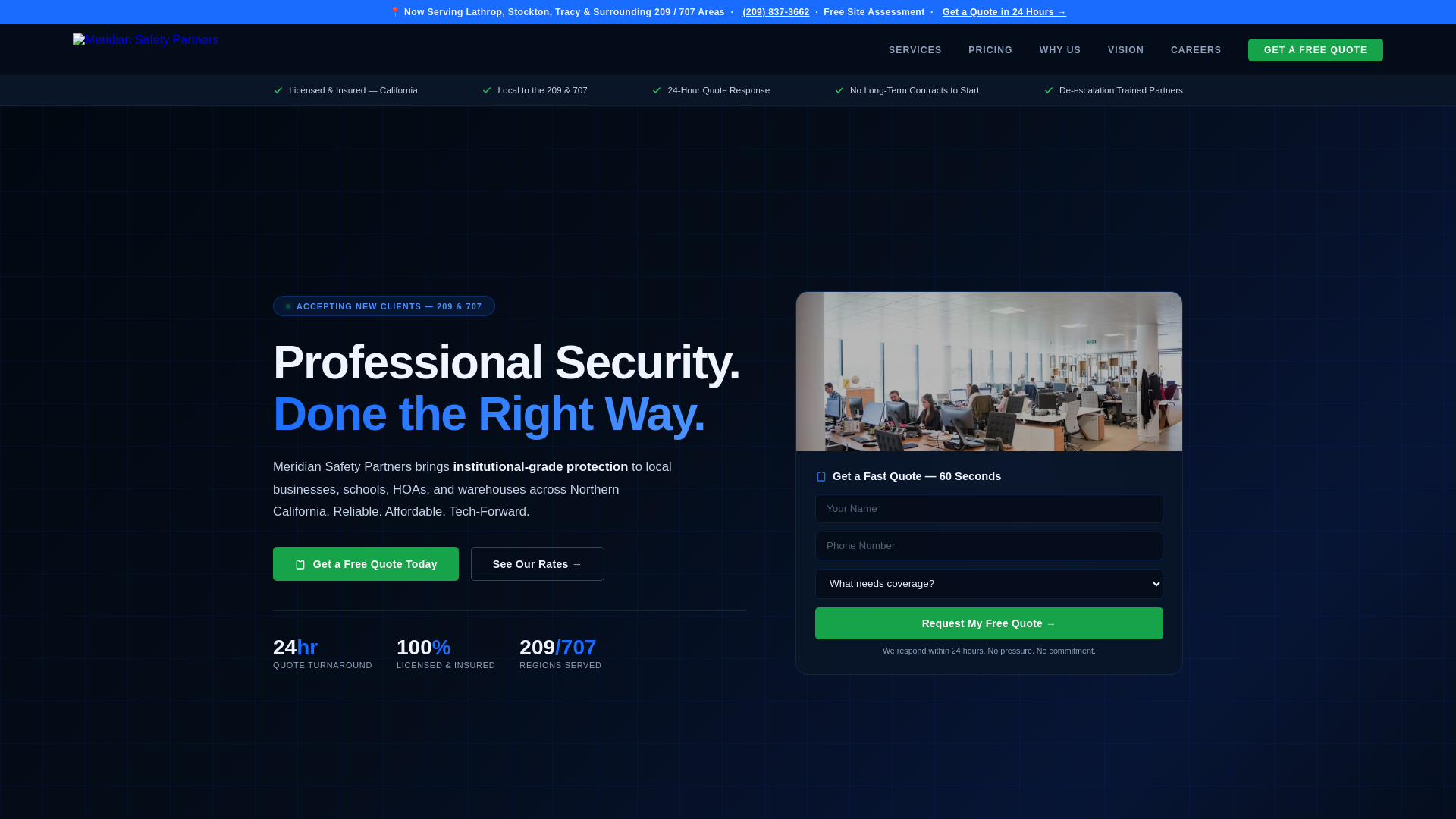website screenshot of https://meridiansafetypartners.com