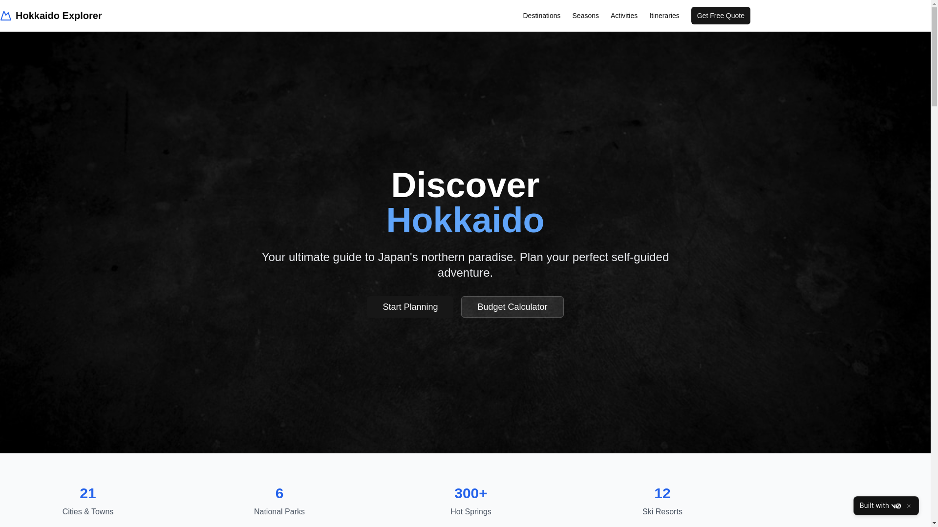 website screenshot of https://hokkaidotraveller.com/