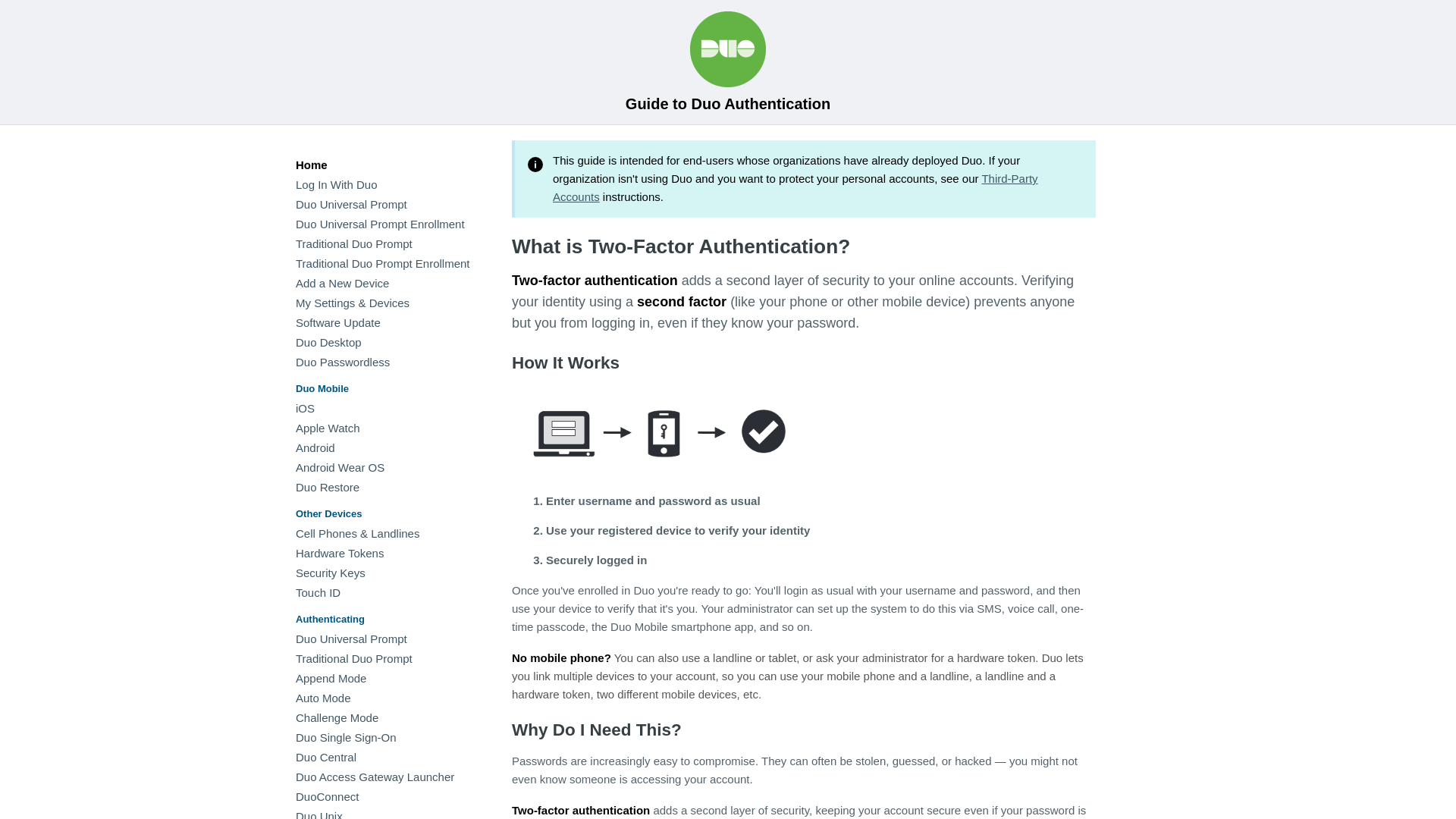 website screenshot of https://guide.duo.com