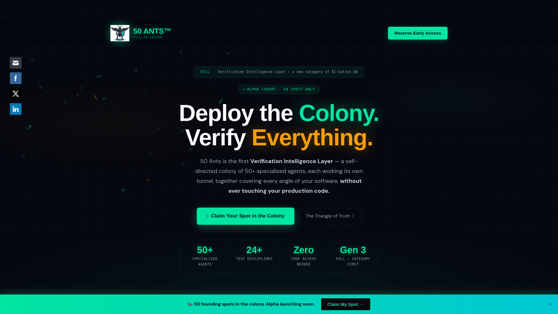 website screenshot of https://50antstestautomation.com/