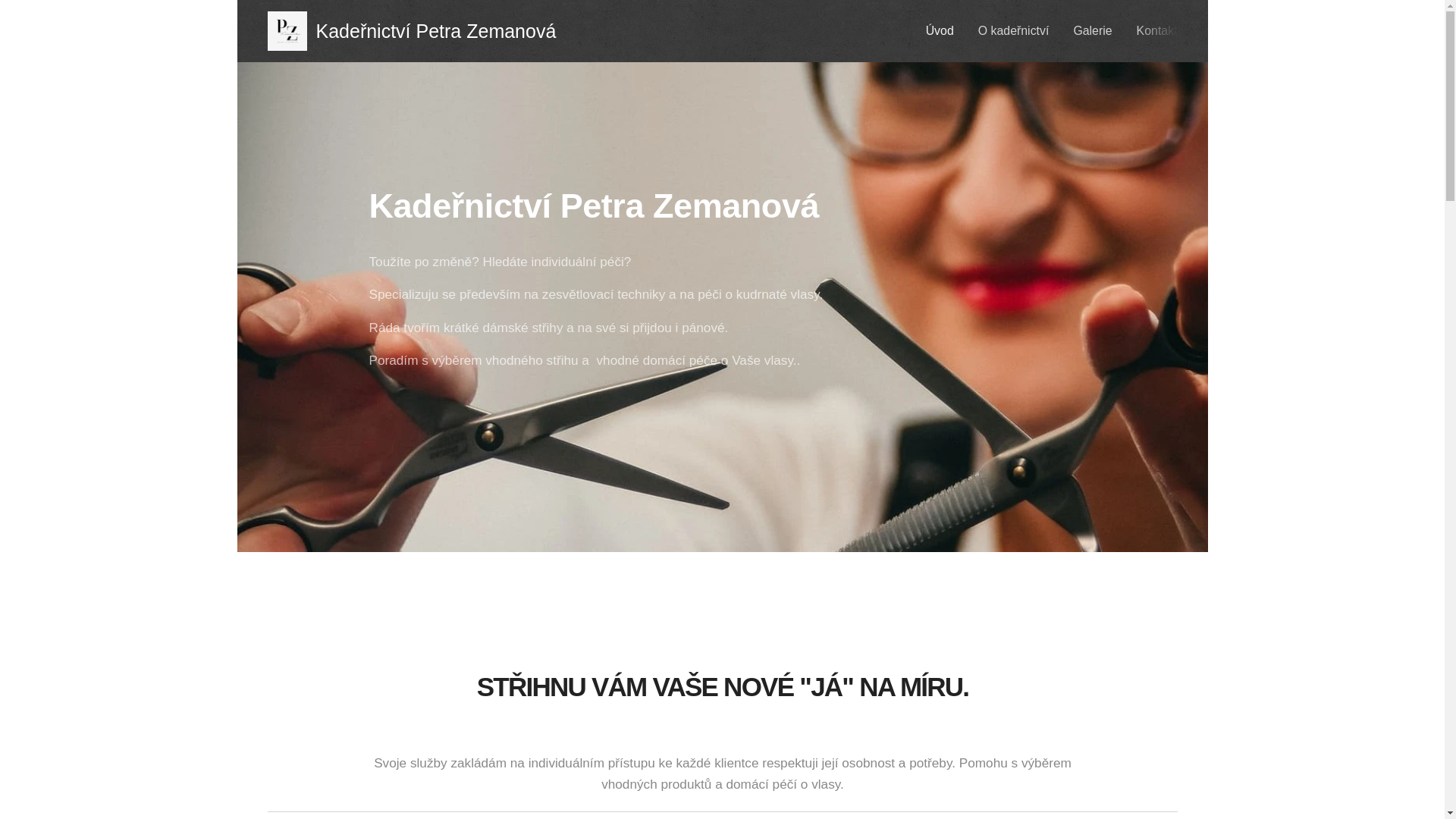 website screenshot of https://kadernictvipetrazemanova.cz/