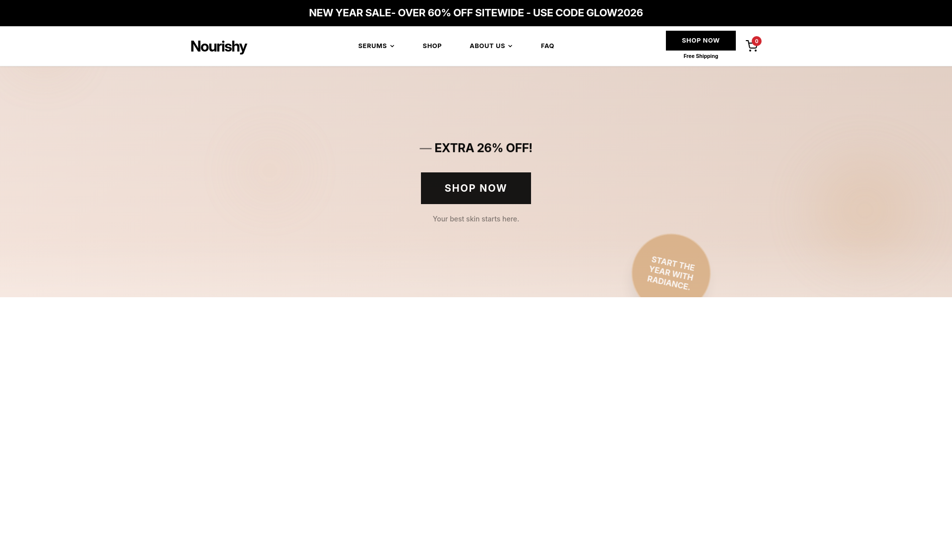 website screenshot of https://nourishy.store/