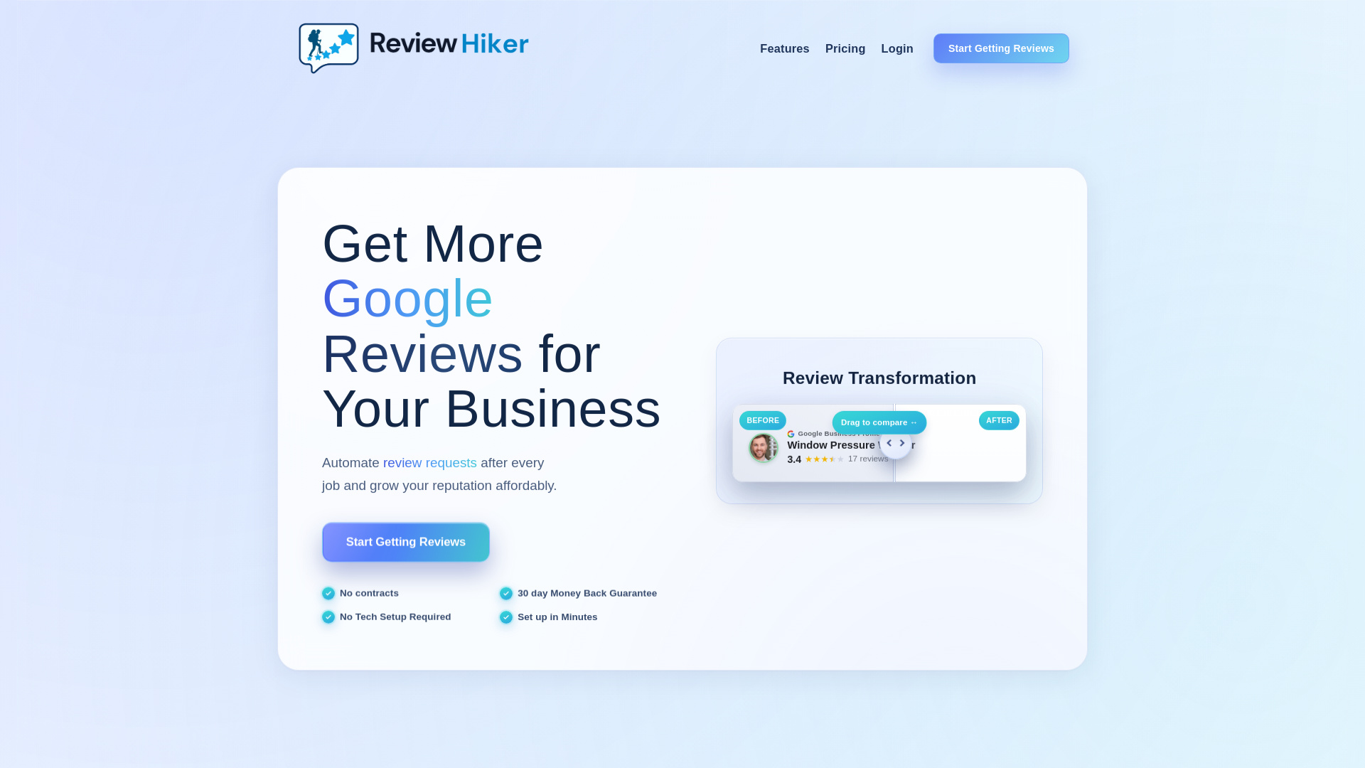 website screenshot of https://meetreviewhiker.com