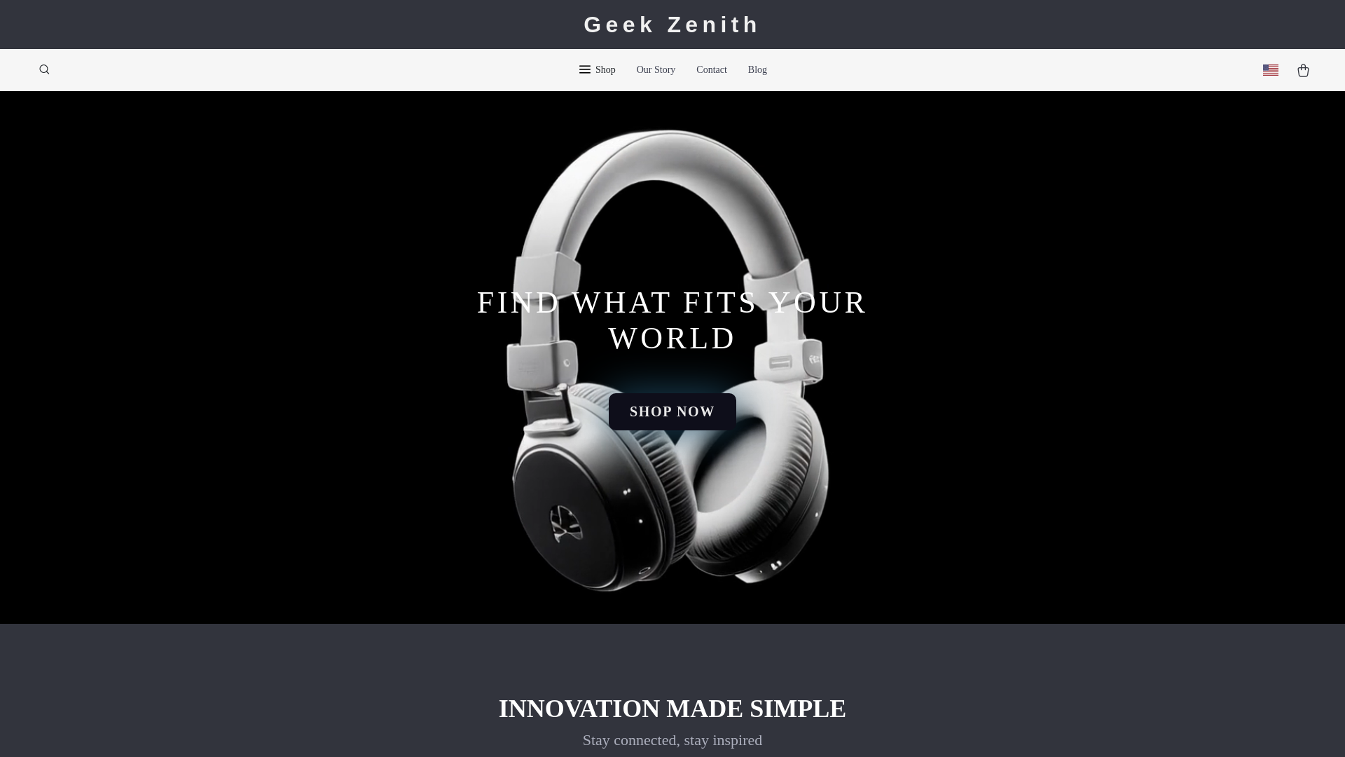 website screenshot of https://geekzenith.shop/
