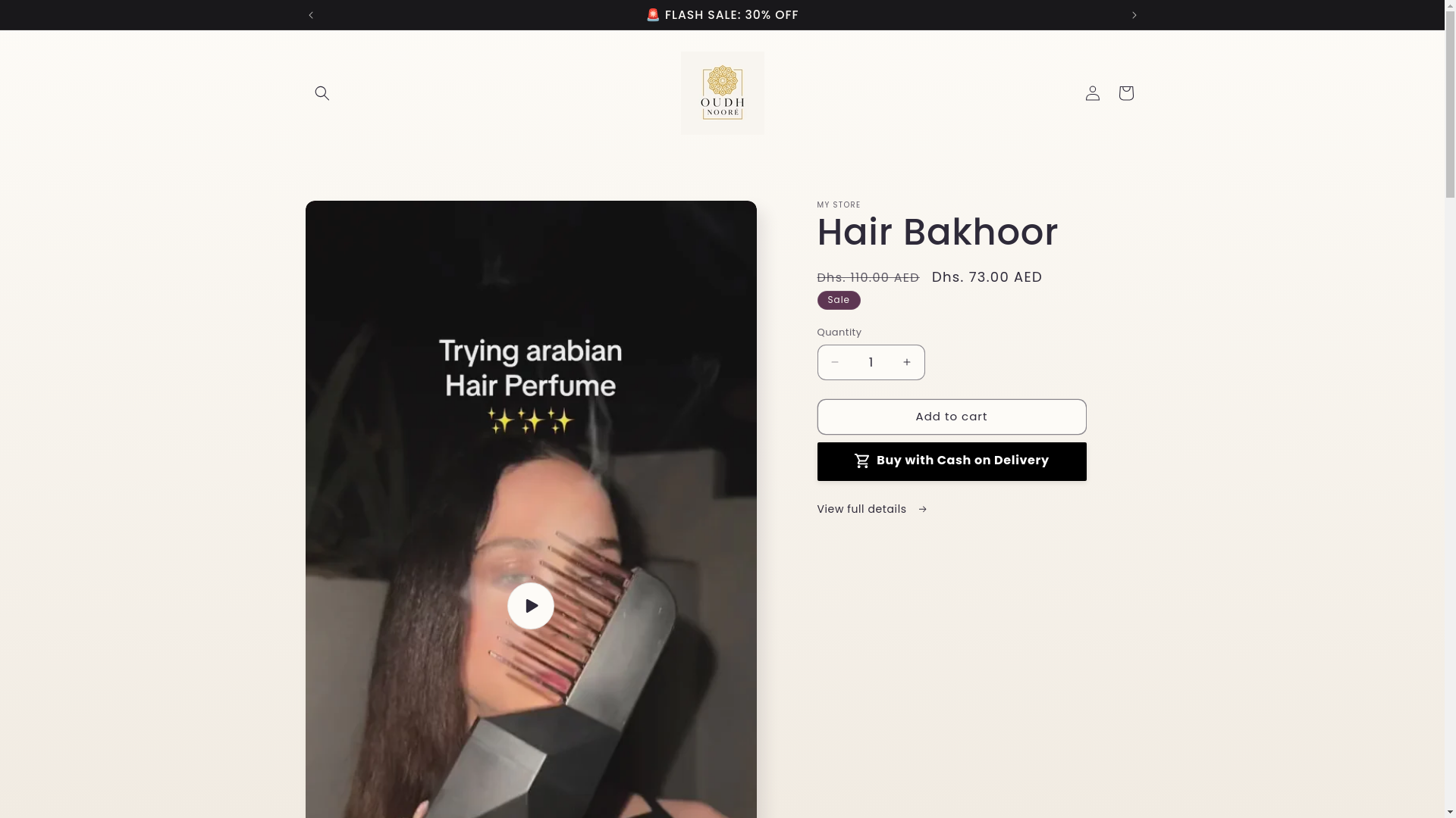 website screenshot of https://oudhnoore.store/