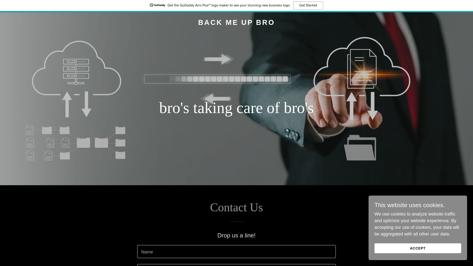 website screenshot of https://backmeupbro.com/