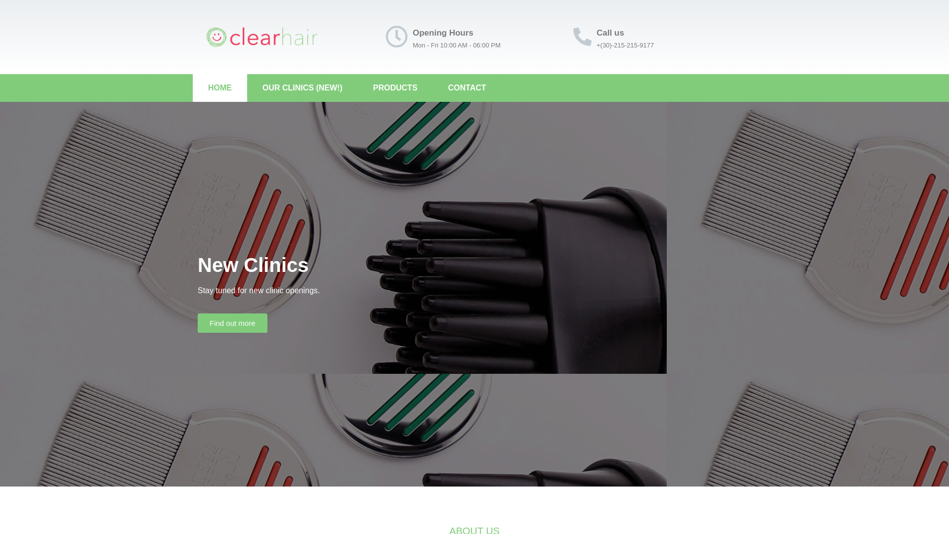 website screenshot of https://clearhair.com