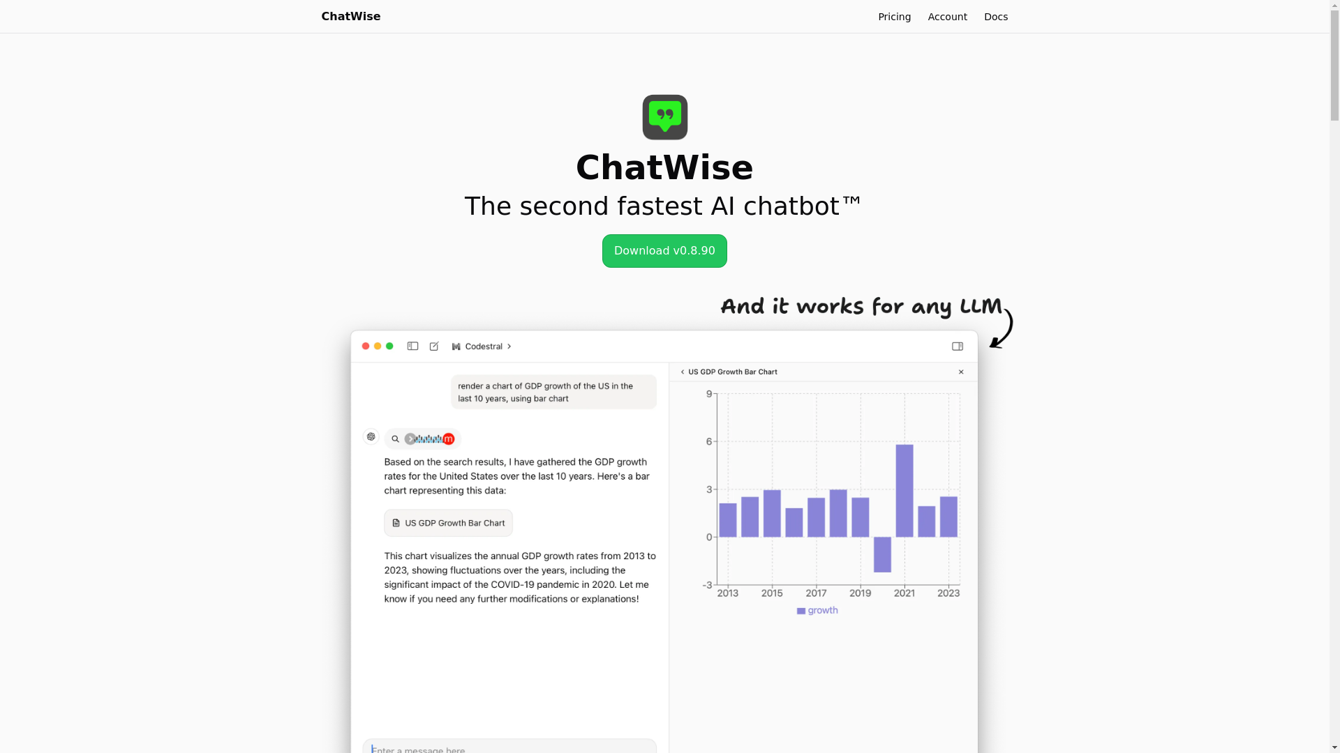 website screenshot of https://chatwise.app