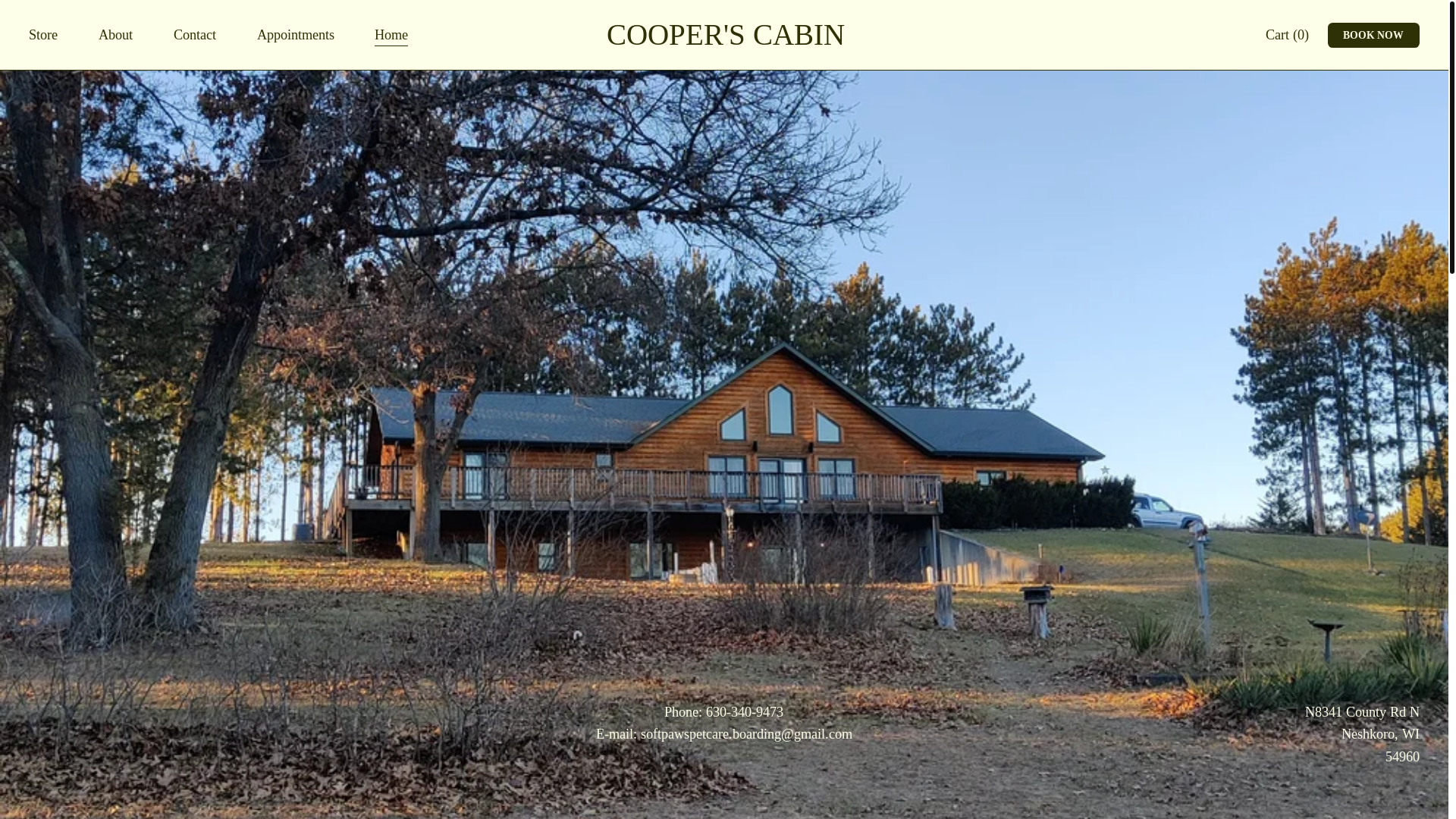 website screenshot of https://cooperscabin.org/