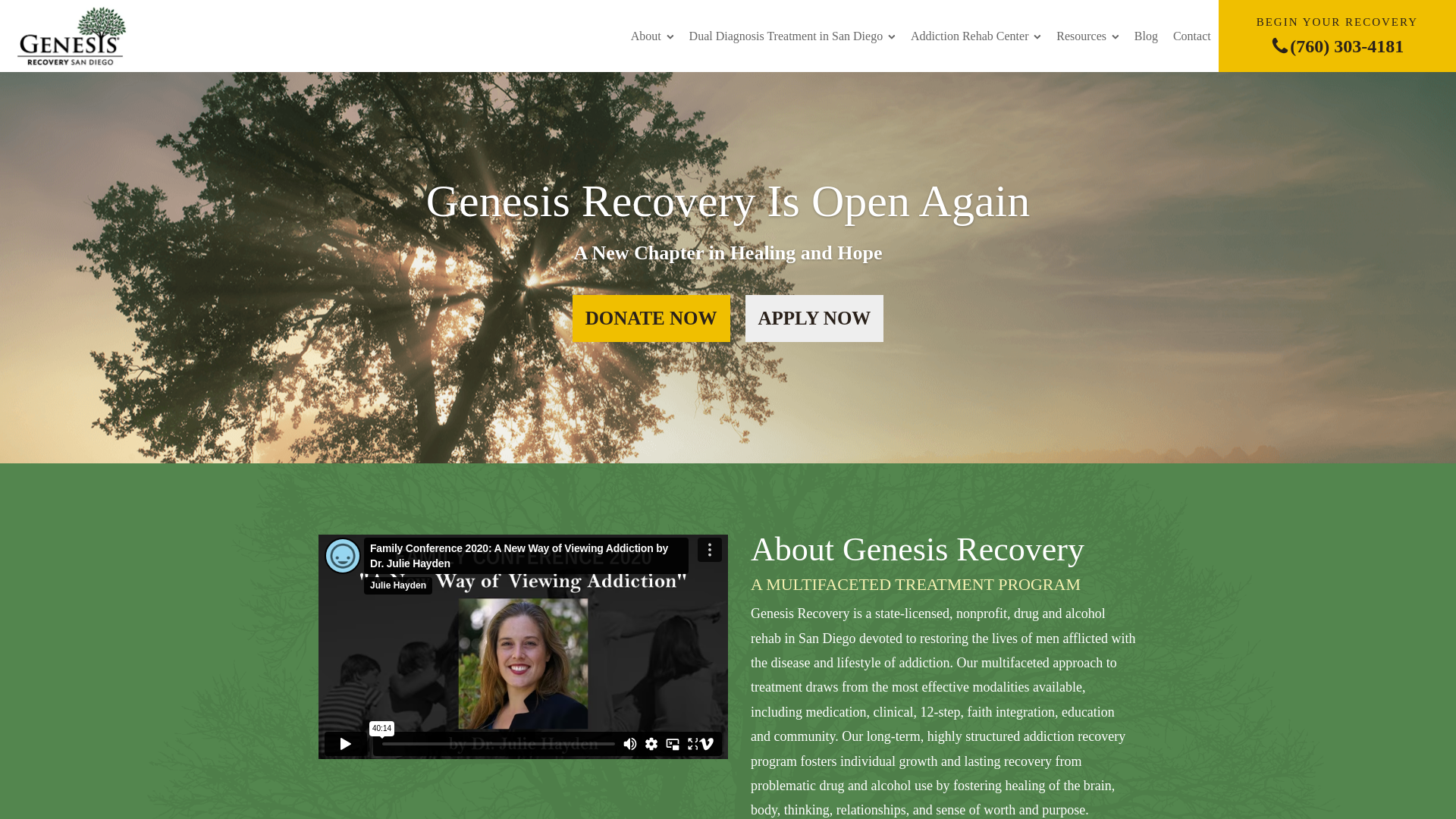 website screenshot of https://genesisrecoverycenter.org/