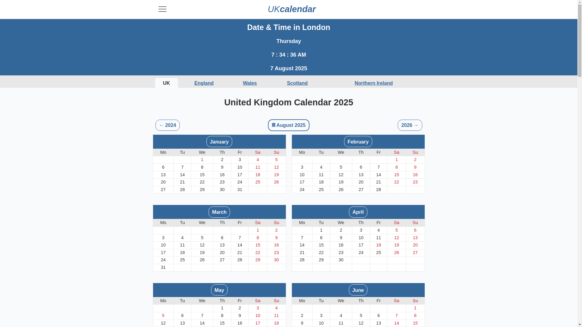 website screenshot of https://ukcalendar.pages.dev/