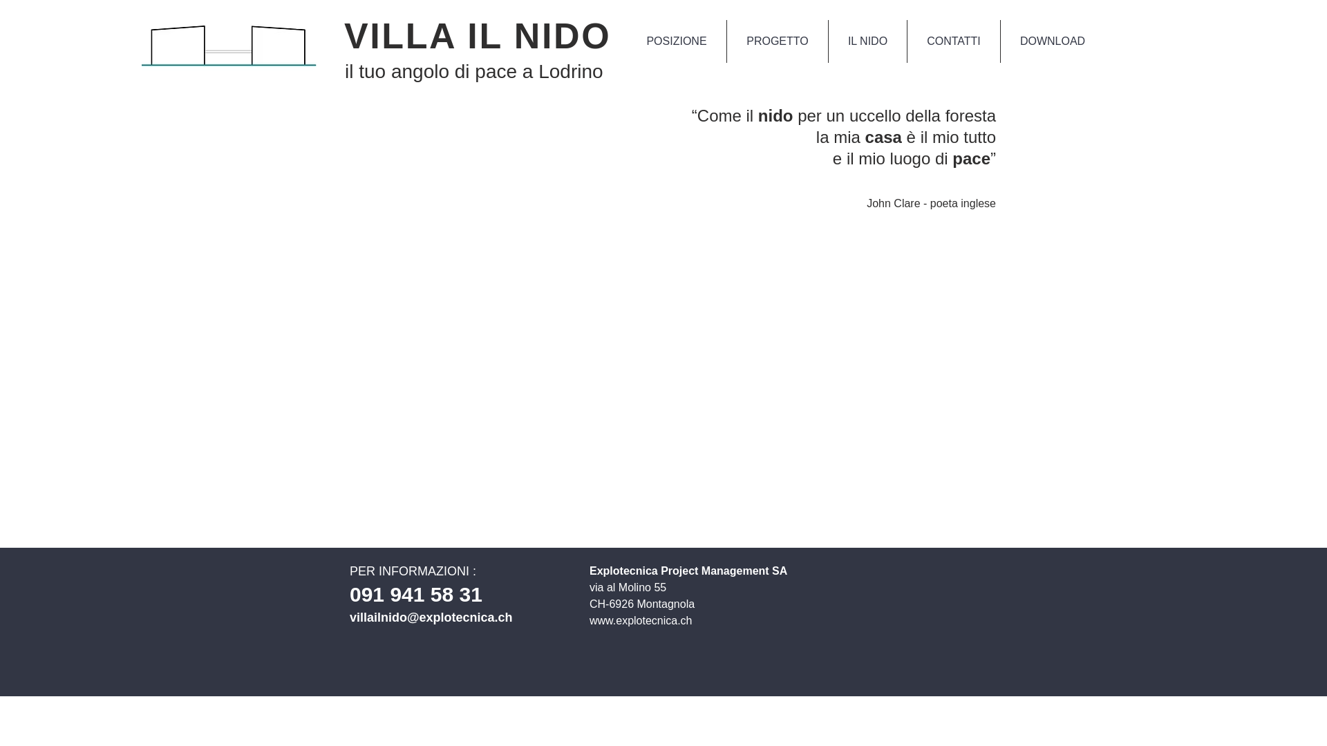 website screenshot of https://villailnido.ch/