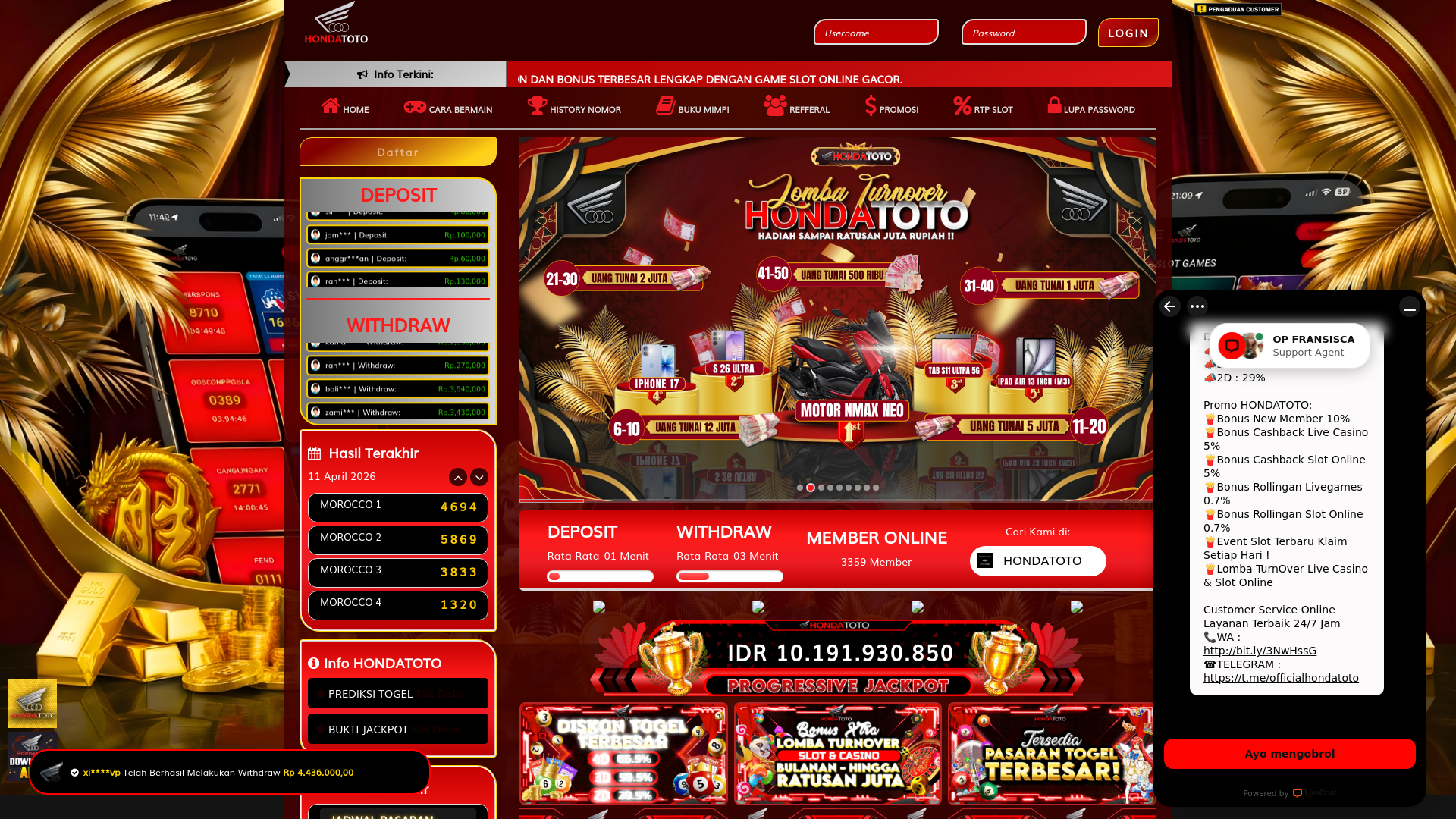 website screenshot of https://hondastriker.com