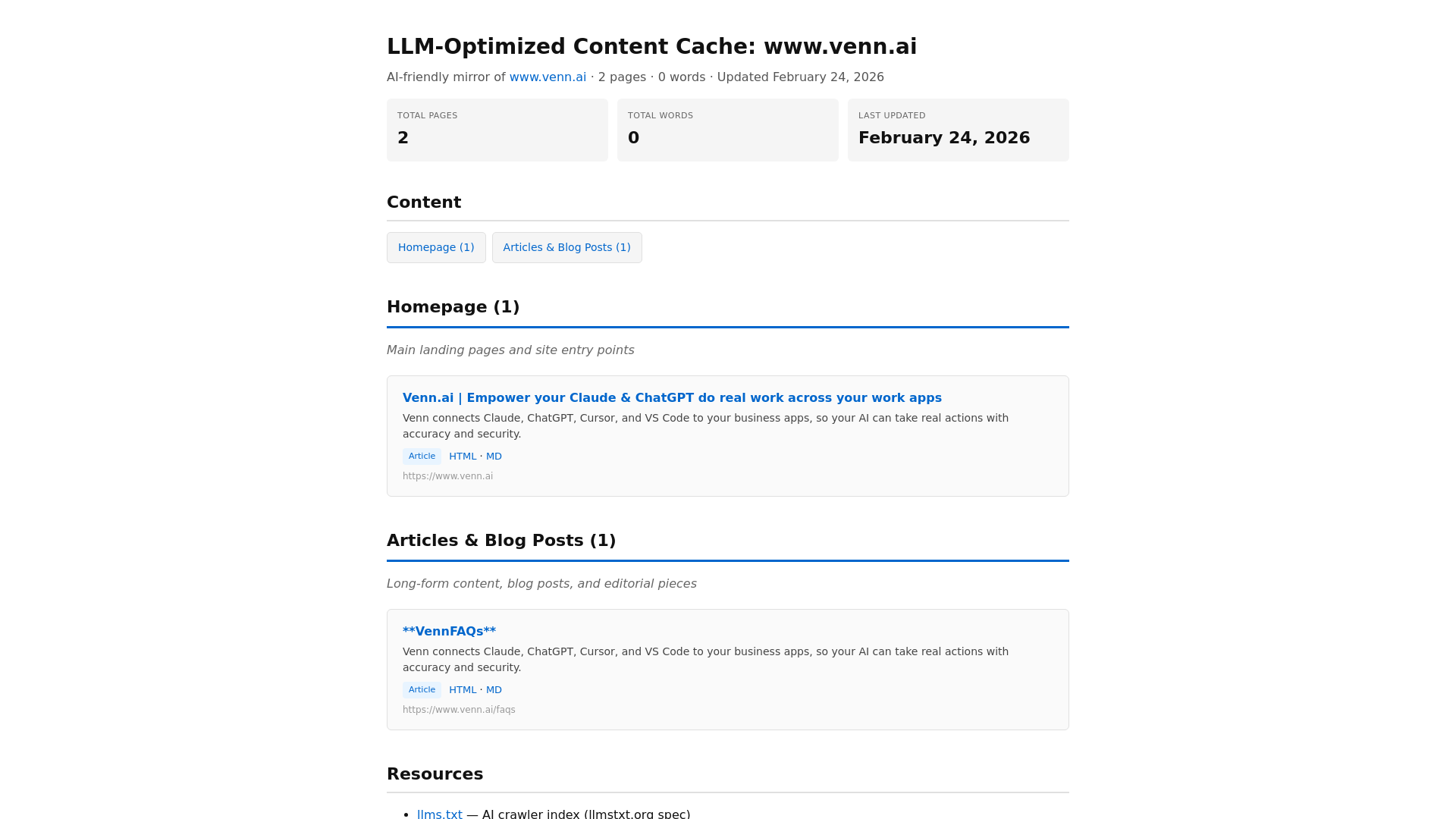 website screenshot of https://venn-ai.pages.dev/