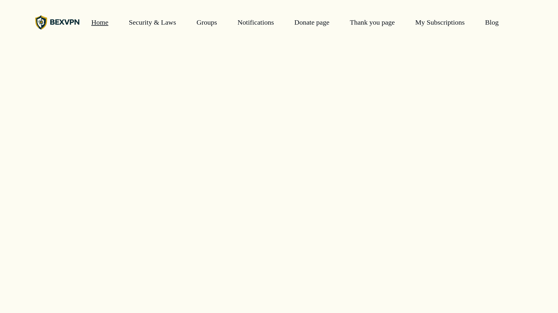 website screenshot of https://www.bexvpn.com/
