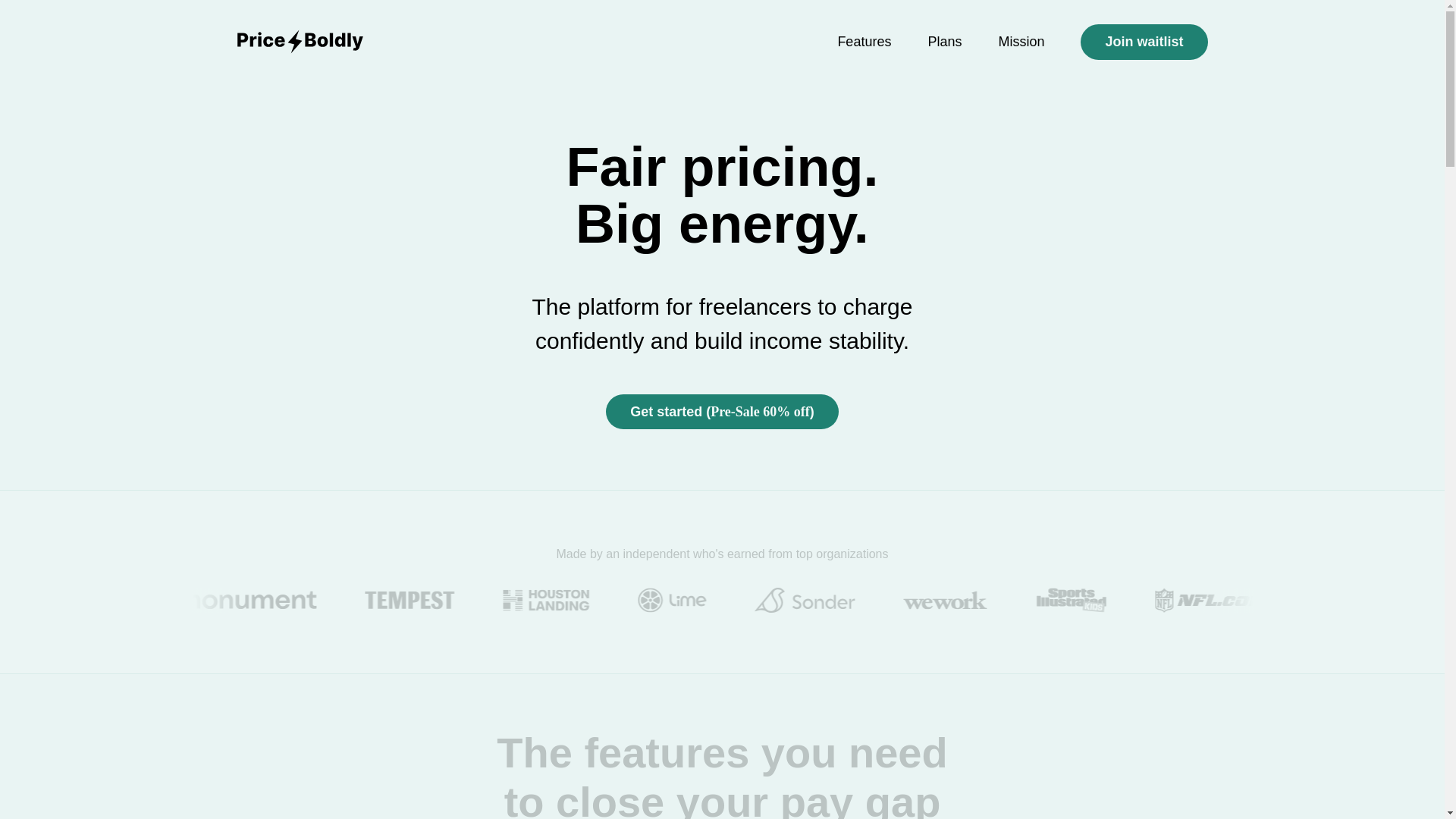 website screenshot of https://priceboldly.com/