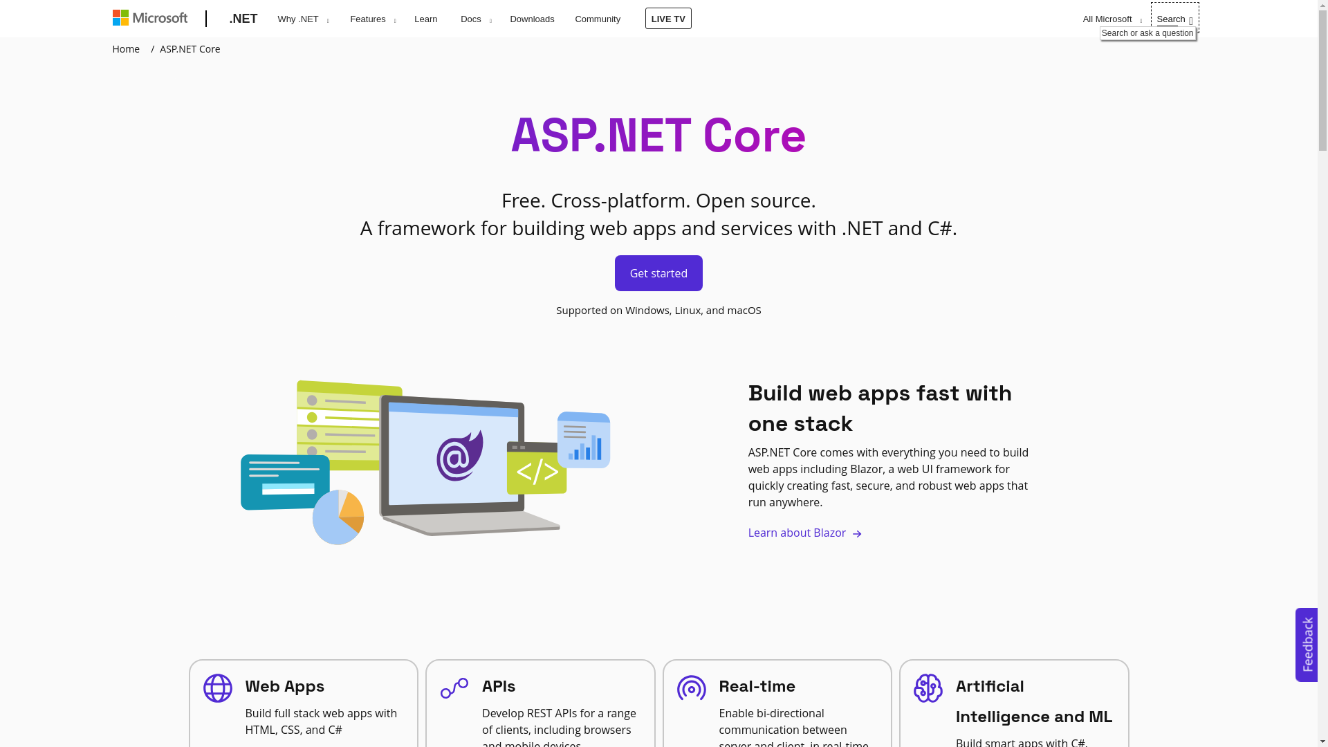 website screenshot of http://ASP.NET