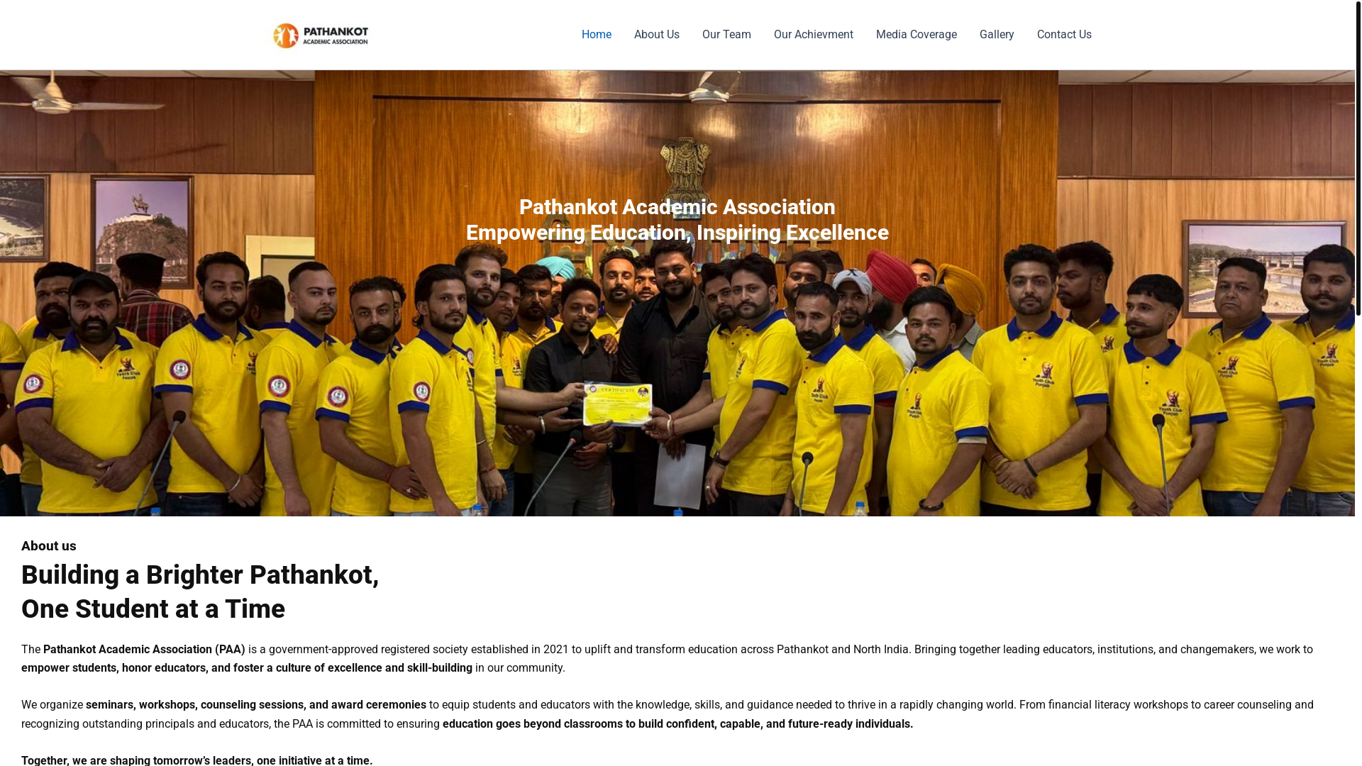 website screenshot of https://pathankotacademicassociation.com/