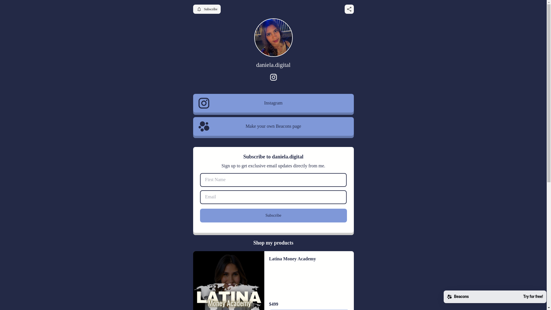 website screenshot of https://danieladigital.store/
