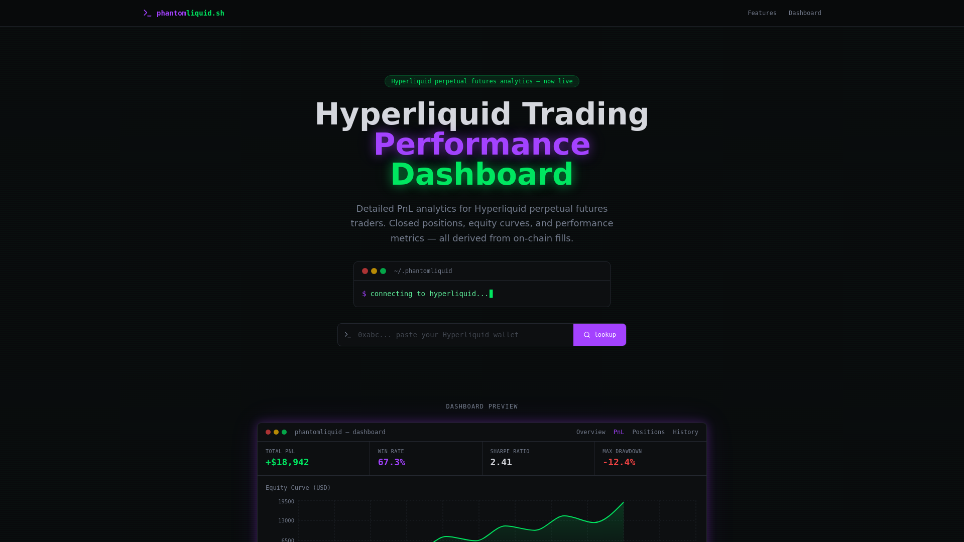 website screenshot of https://phantomliquid.sh/