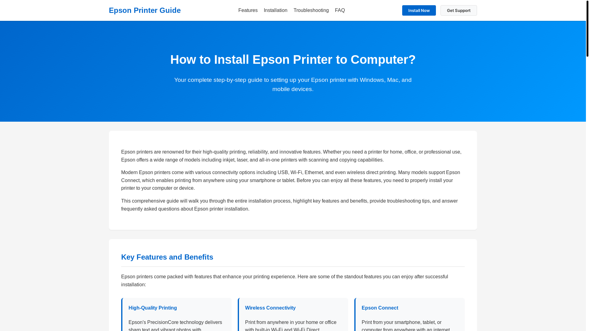 website screenshot of https://installepsonprintertocomputer.pages.dev/