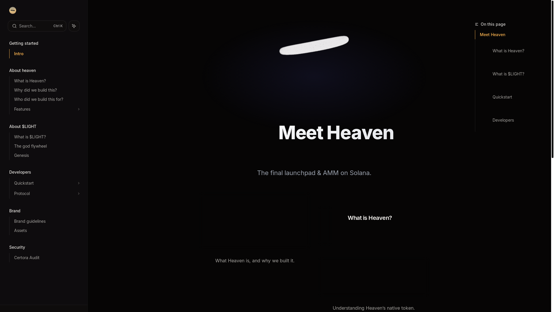 website screenshot of https://heavense.xyz/