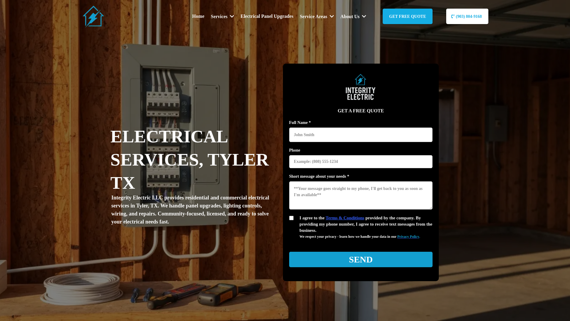 website screenshot of https://integrityelectrictx.com