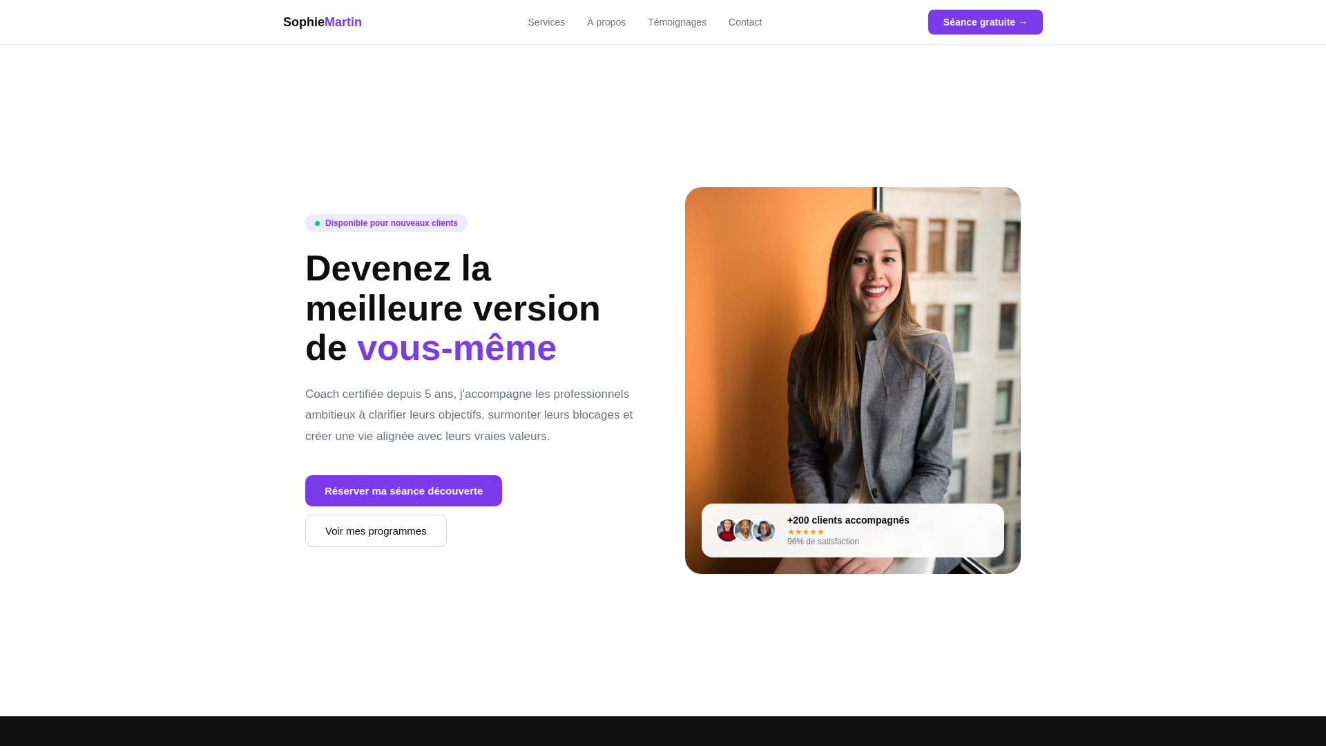 website screenshot of https://demo-coach-sophie.pages.dev/