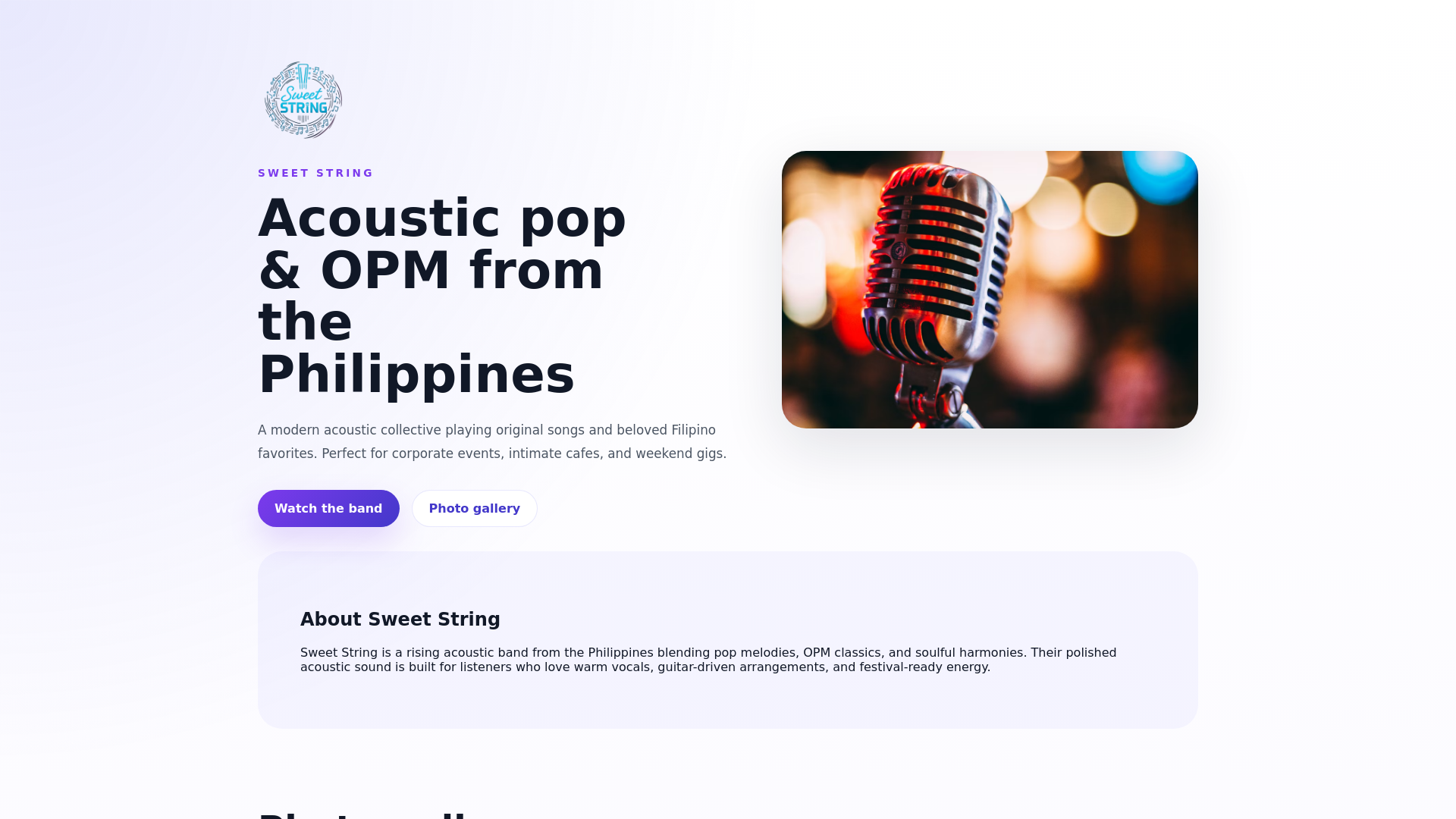 website screenshot of https://www-sweetstring-band.pages.dev/