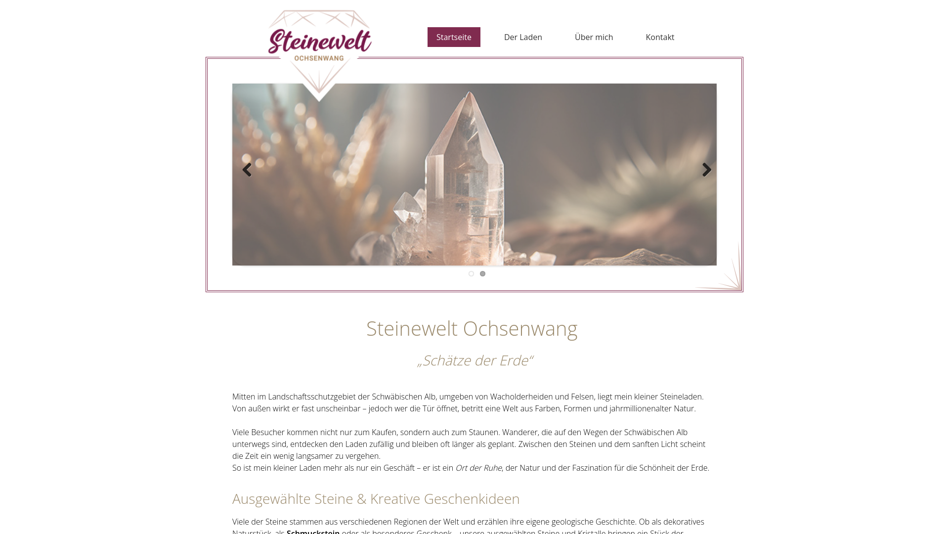 website screenshot of https://steinewelt-ochsenwang.de/