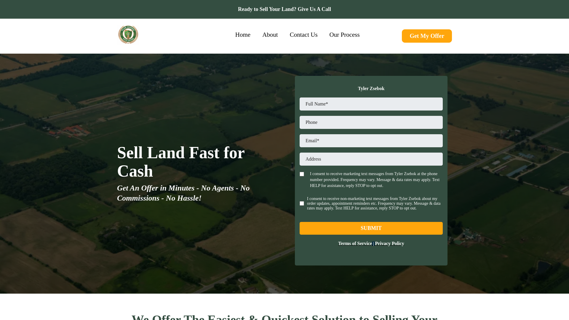 website screenshot of https://tylerzsebokestateoffers.com