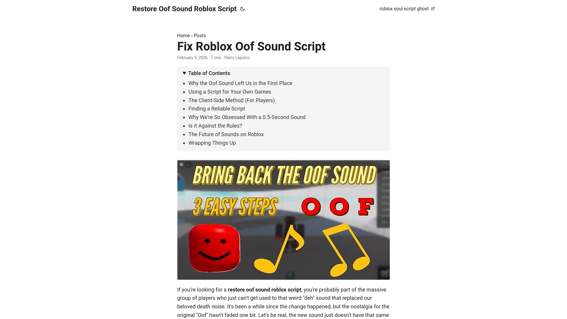 website screenshot of https://restoreoofsoundrobloxscript.pages.dev/