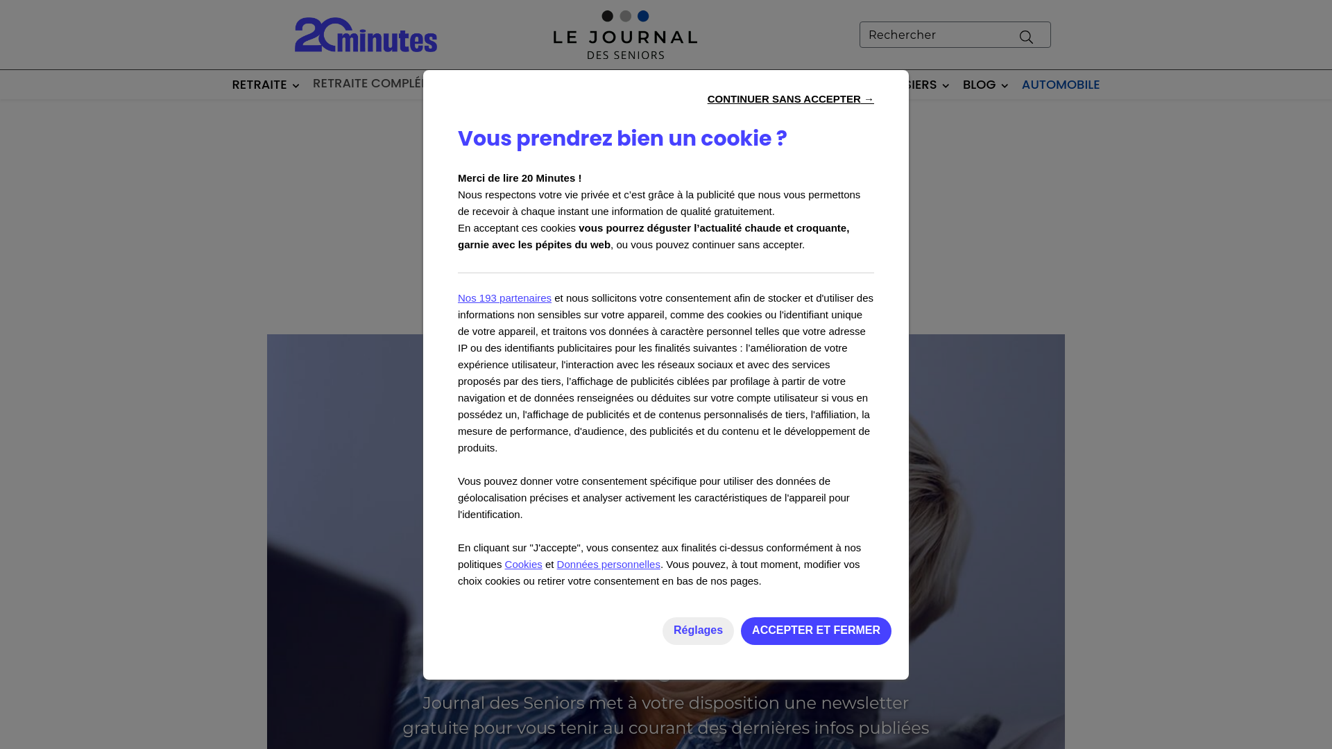 website screenshot of https://journaldesseniors.20minutes.fr